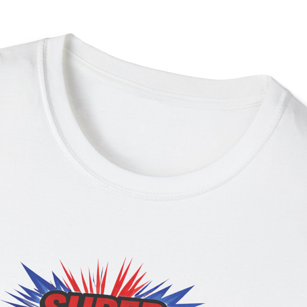 Super Dad T-Shirt – Union Jack Flag pattern Retro Comic Father’s Day Tee