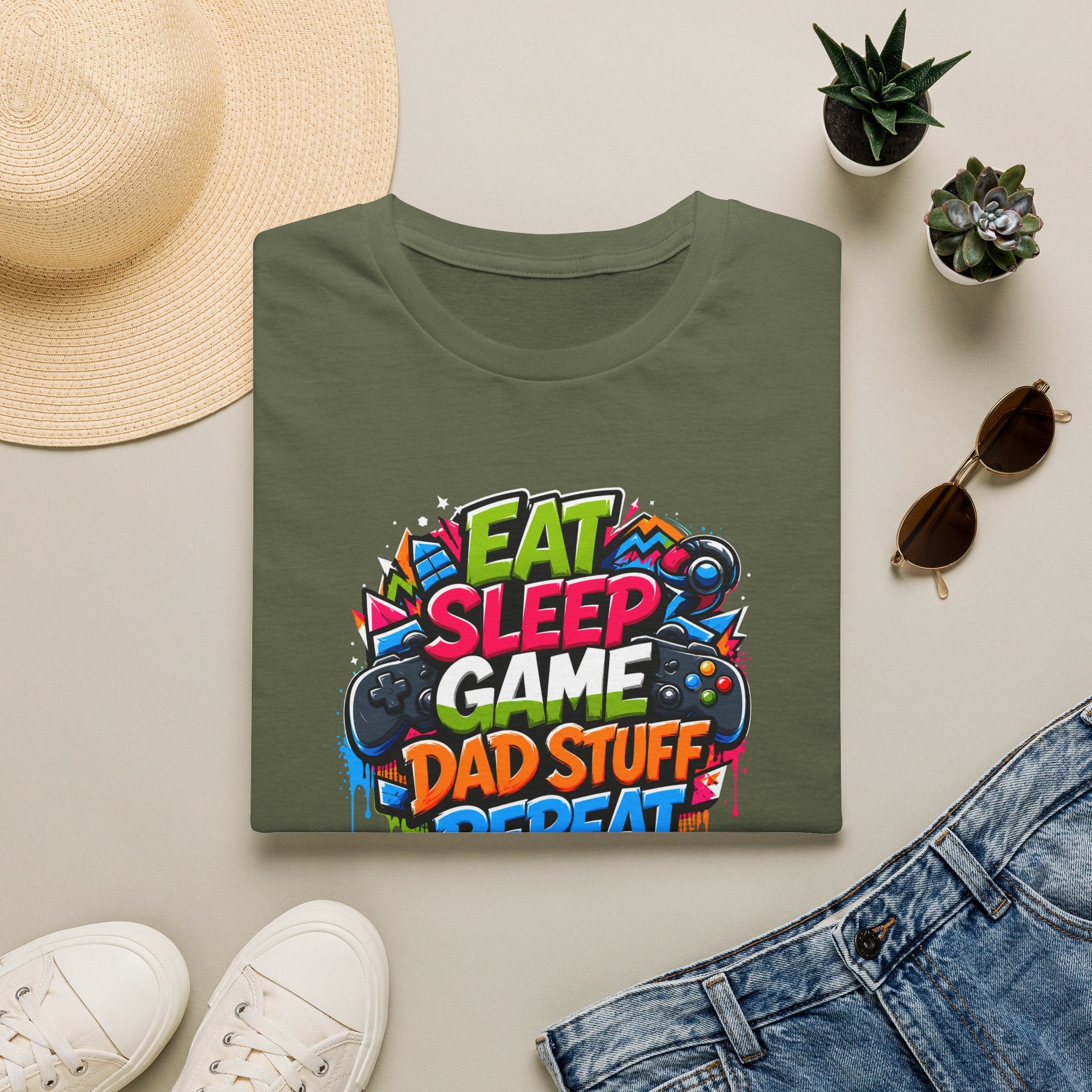 Eat Sleep Game Dad Stuff Repeat T-Shirt