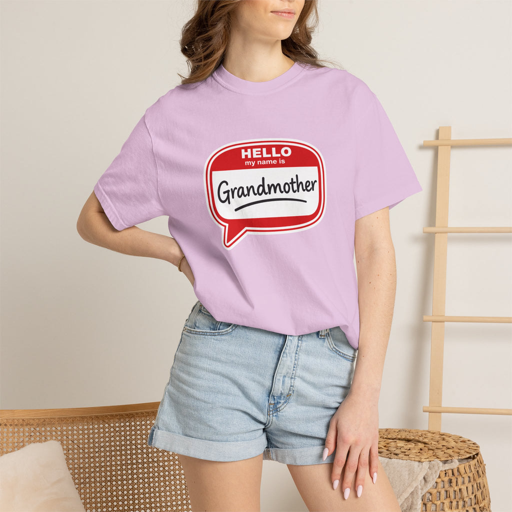 Hello My Name Is Grandmother T-Shirt - Retro Name Badge Tee for Moms & Grandmas
