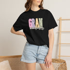 Gran Floral Script T-Shirt — "the heart of my family" Sage Garment-Dyed Tee