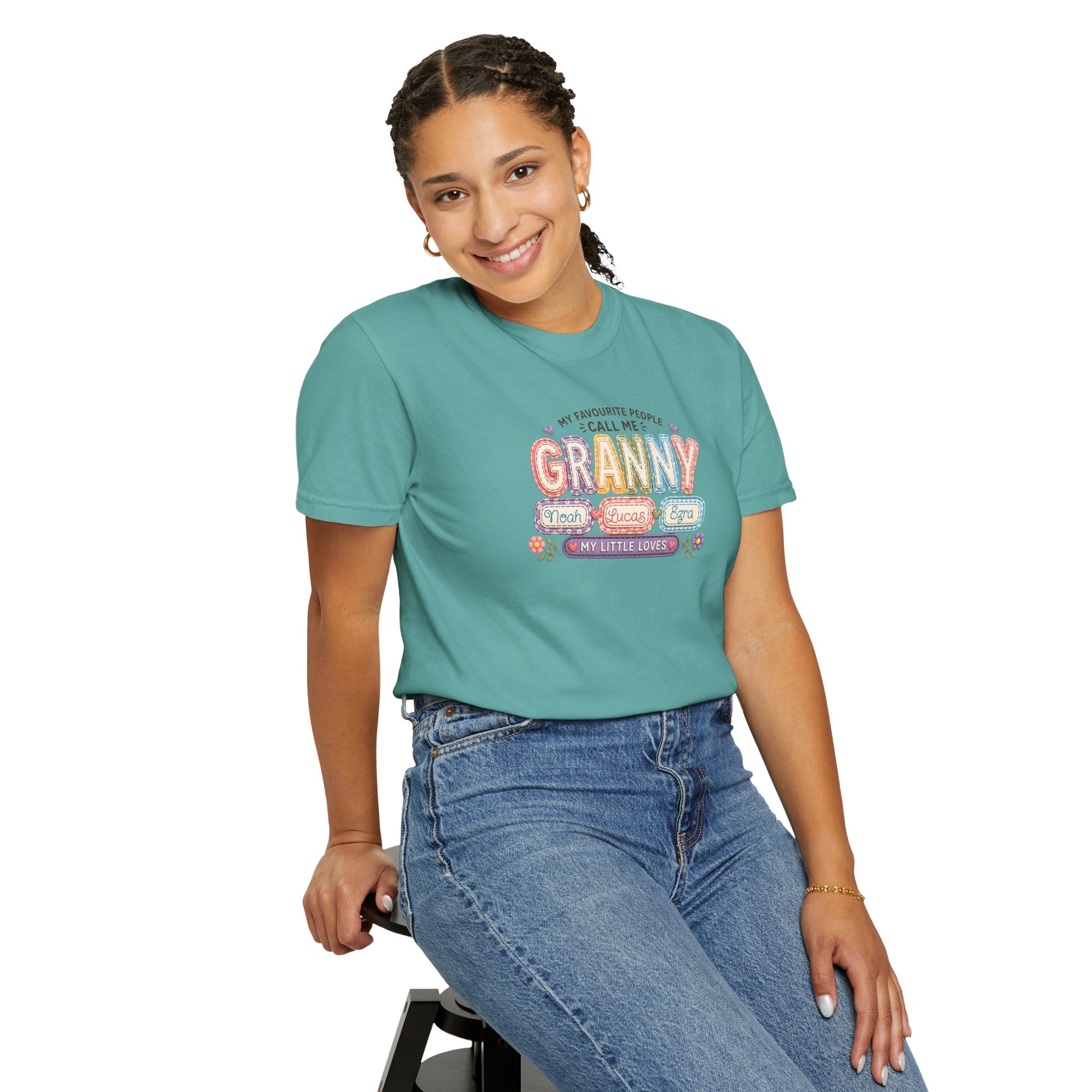Granny Floral Retro Tee — "My Favourite People Call Me Granny"