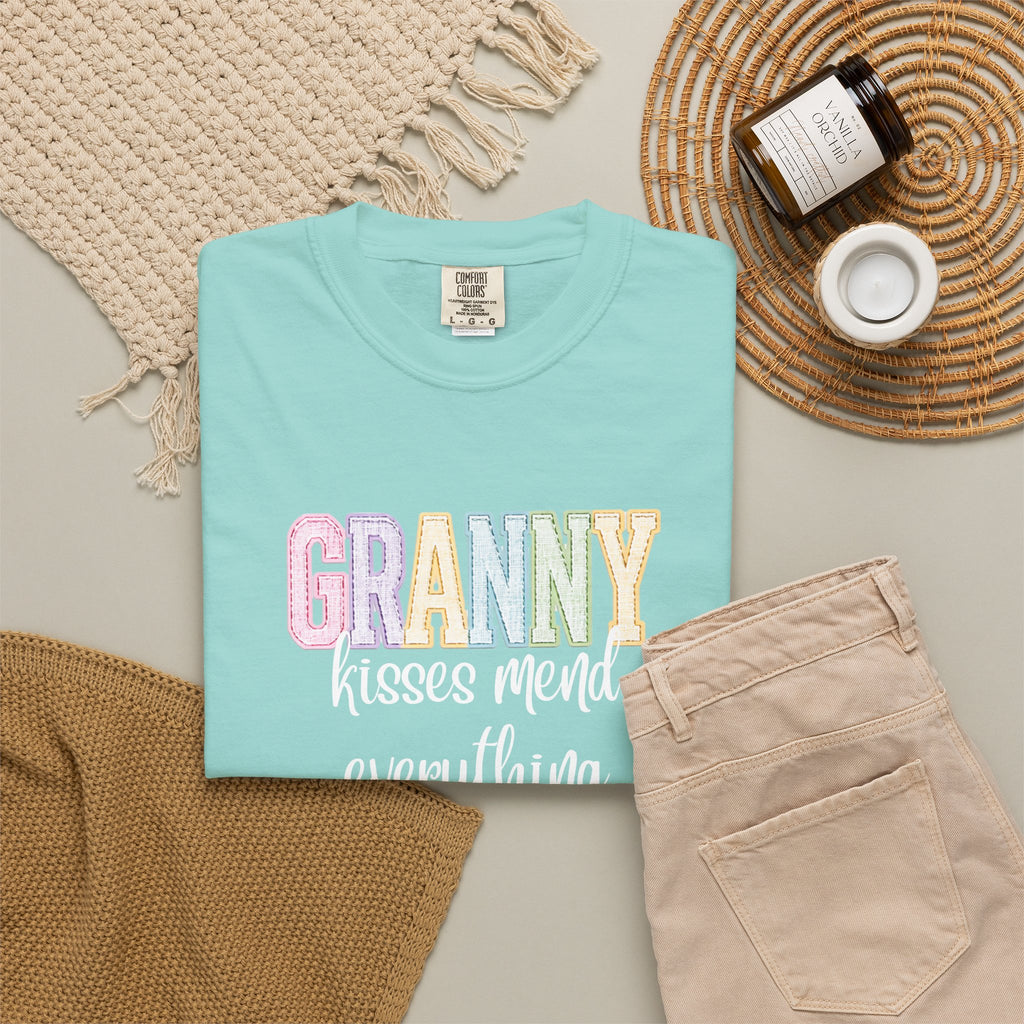 Granny Pastel Patchwork T-Shirt — Retro Rainbow 'GRANNY' Graphic Tee