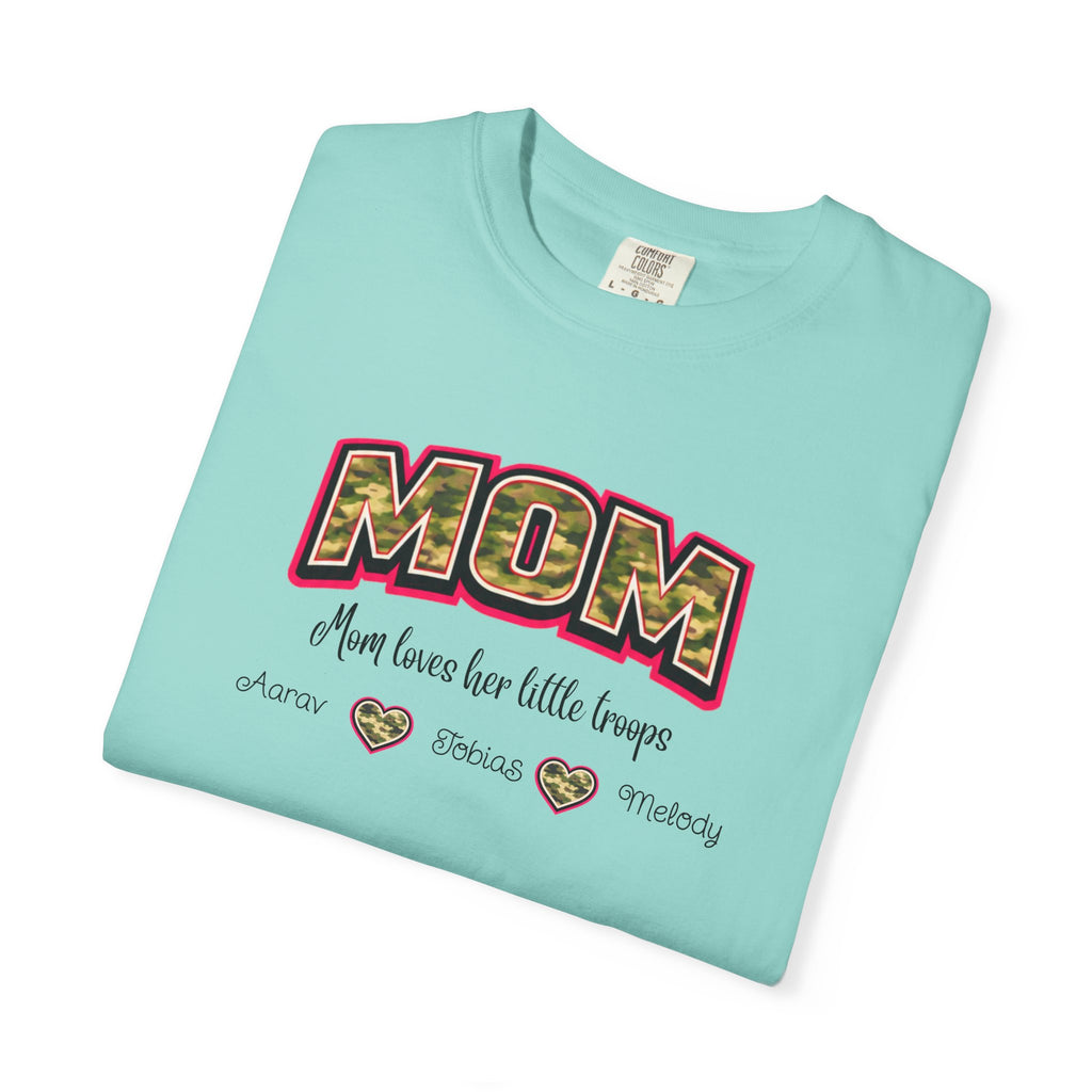 Mom Camo Graphic T-Shirt — "MOM Most Loved Her Little People" Floral Heart Tee