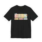 Gran Retro Patch Tee — Personalized 'Gran' Name Blocks Short Sleeve Shirt