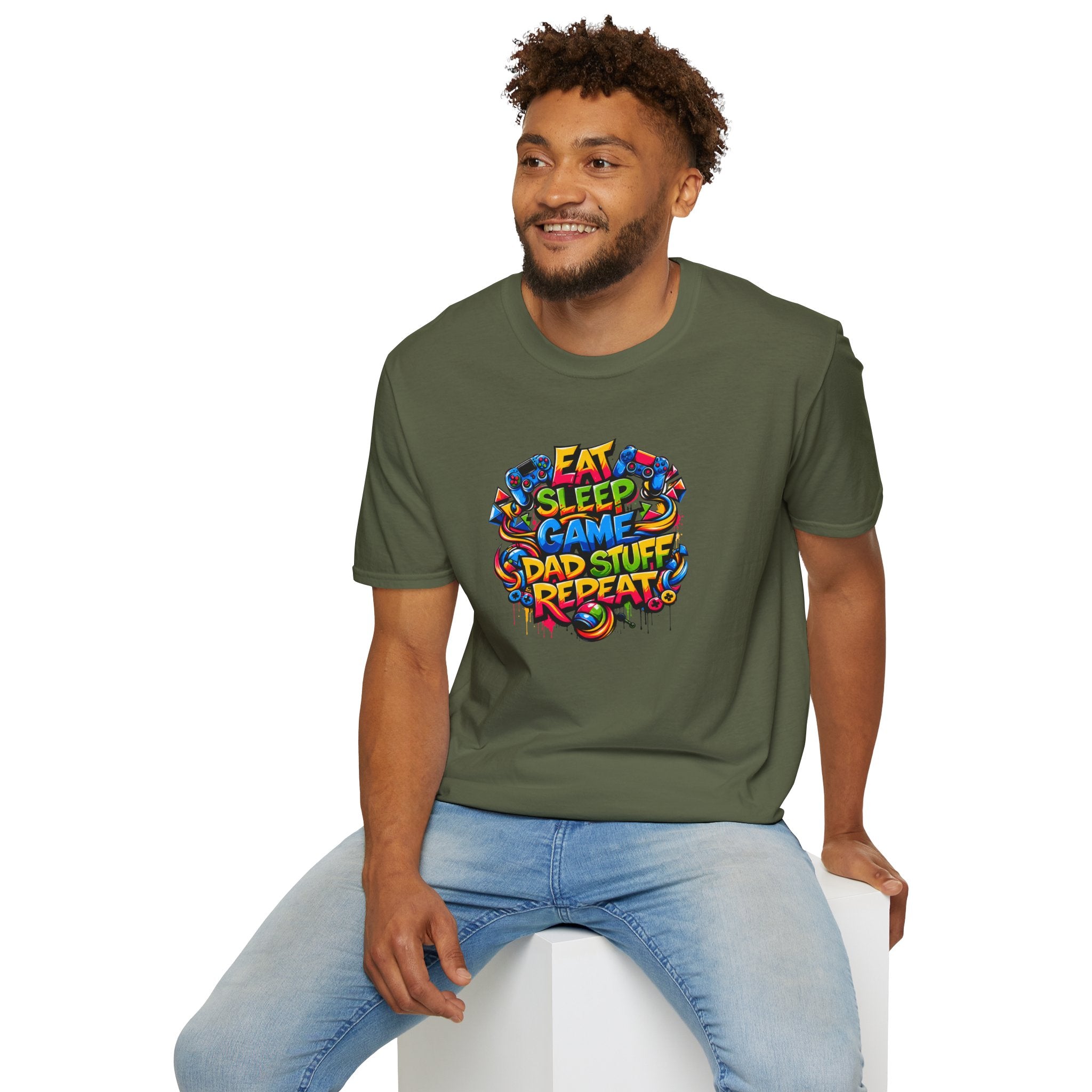 “Eat Sleep Game Dad Stuff Repeat” T-Shirt