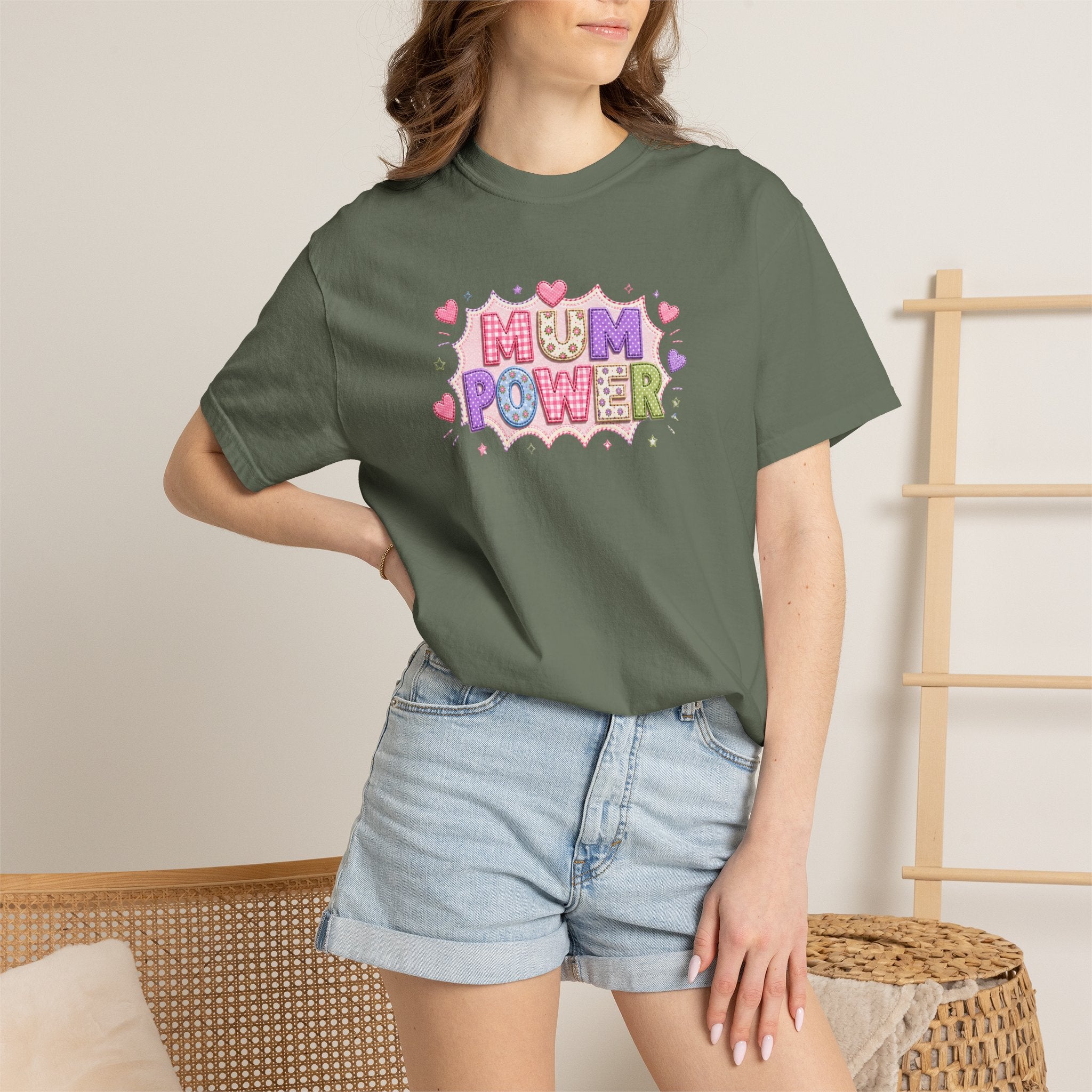 Mum Power T-Shirt — Cute Pink Heart Mothers Day Tee