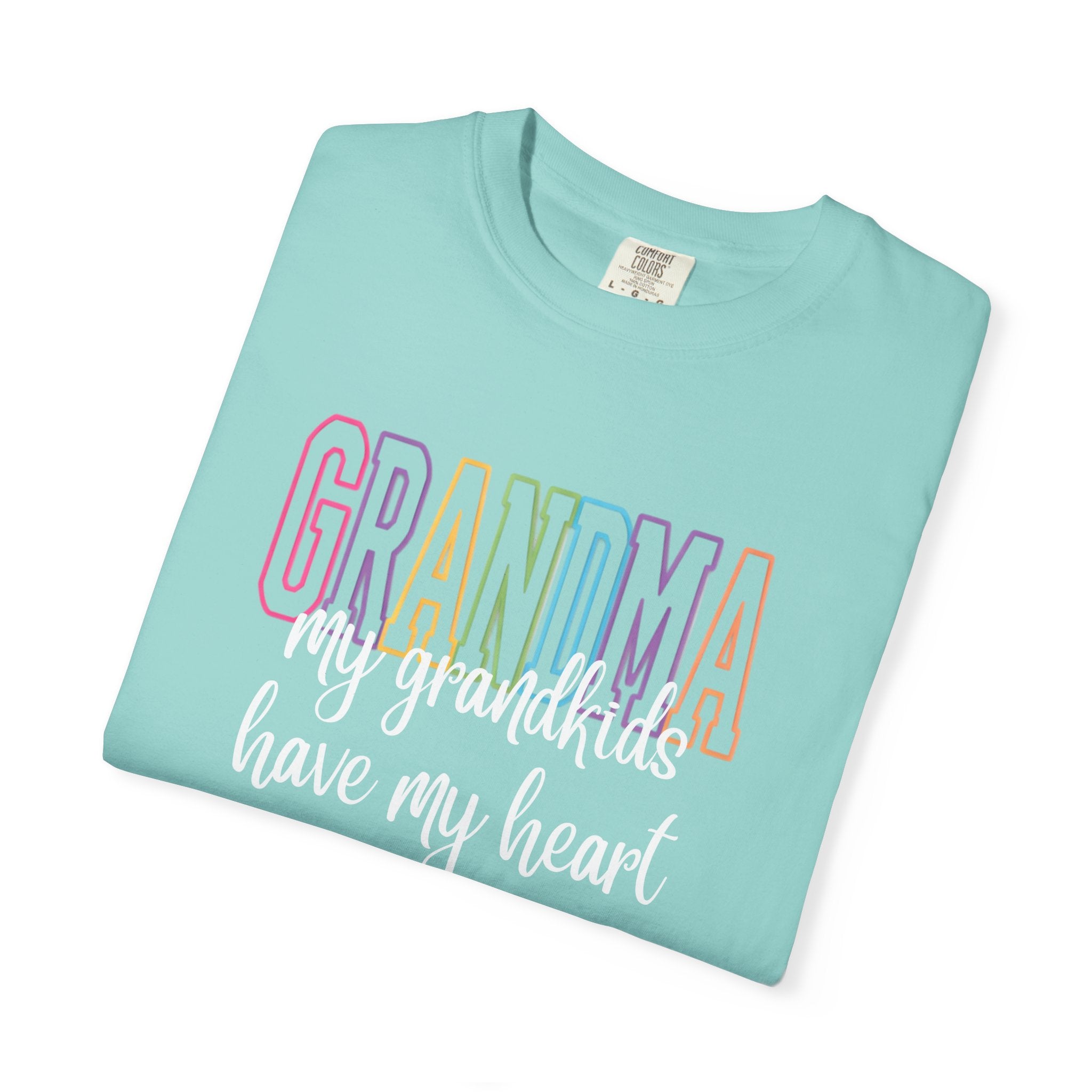 Grandma T-Shirt — "My Grandkids Have My Heart" Pastel Graphic Tee
