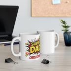 Super Dad Personalized Mug — Comic Book Father’s Day Coffee Cup (Custom Name)
