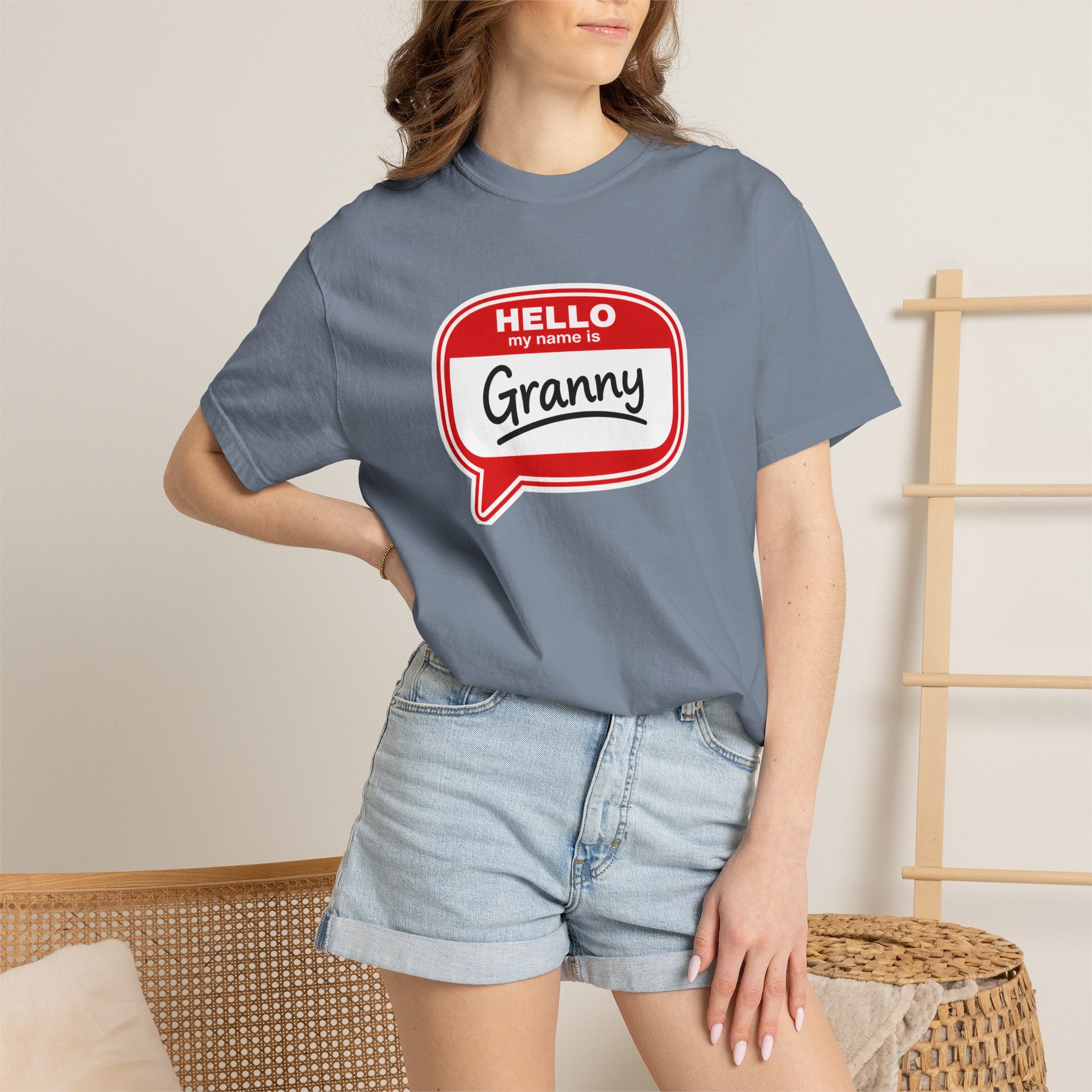 Hello My Name Is Granny T-Shirt - Funny Grandma Gift, Retro Name Badge Tee