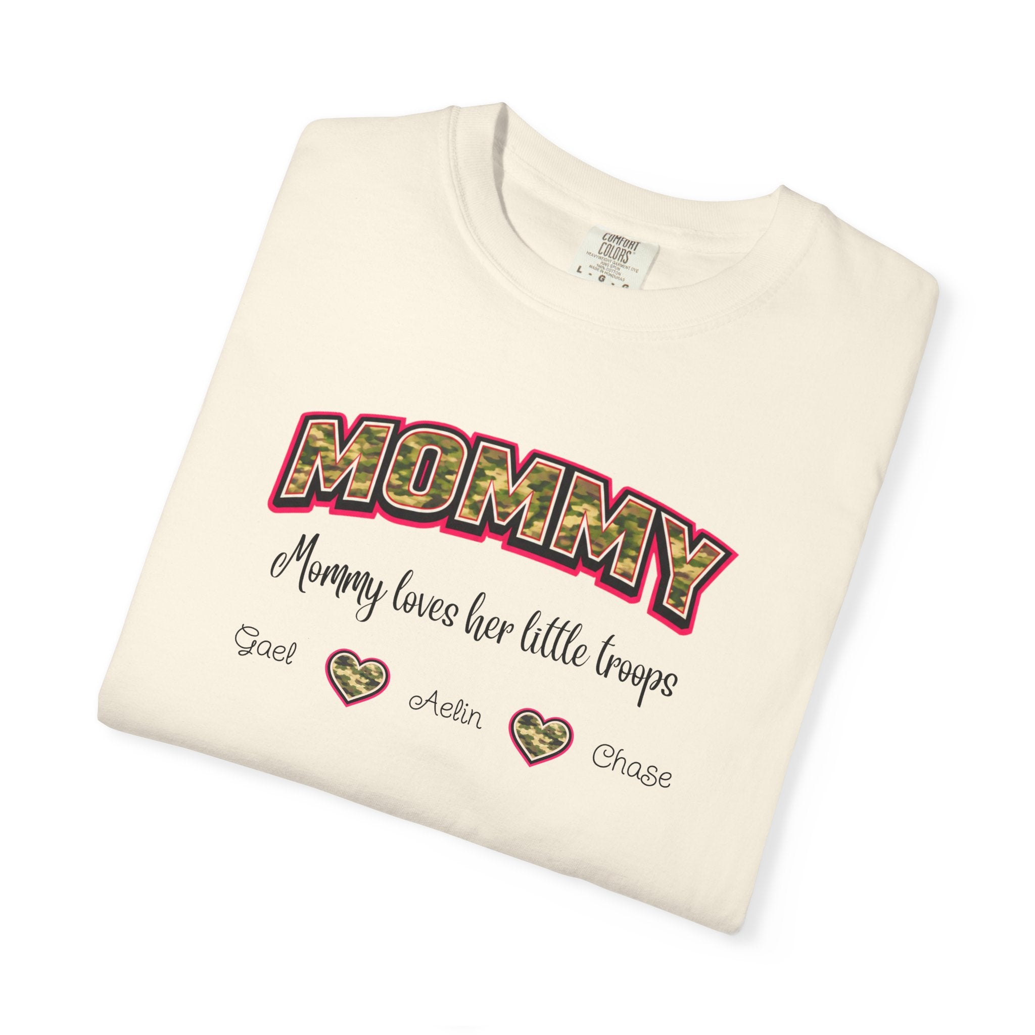 Mommy Camo Heart T-Shirt — "Mommy, I am here for little forever" Mother's Day Tee