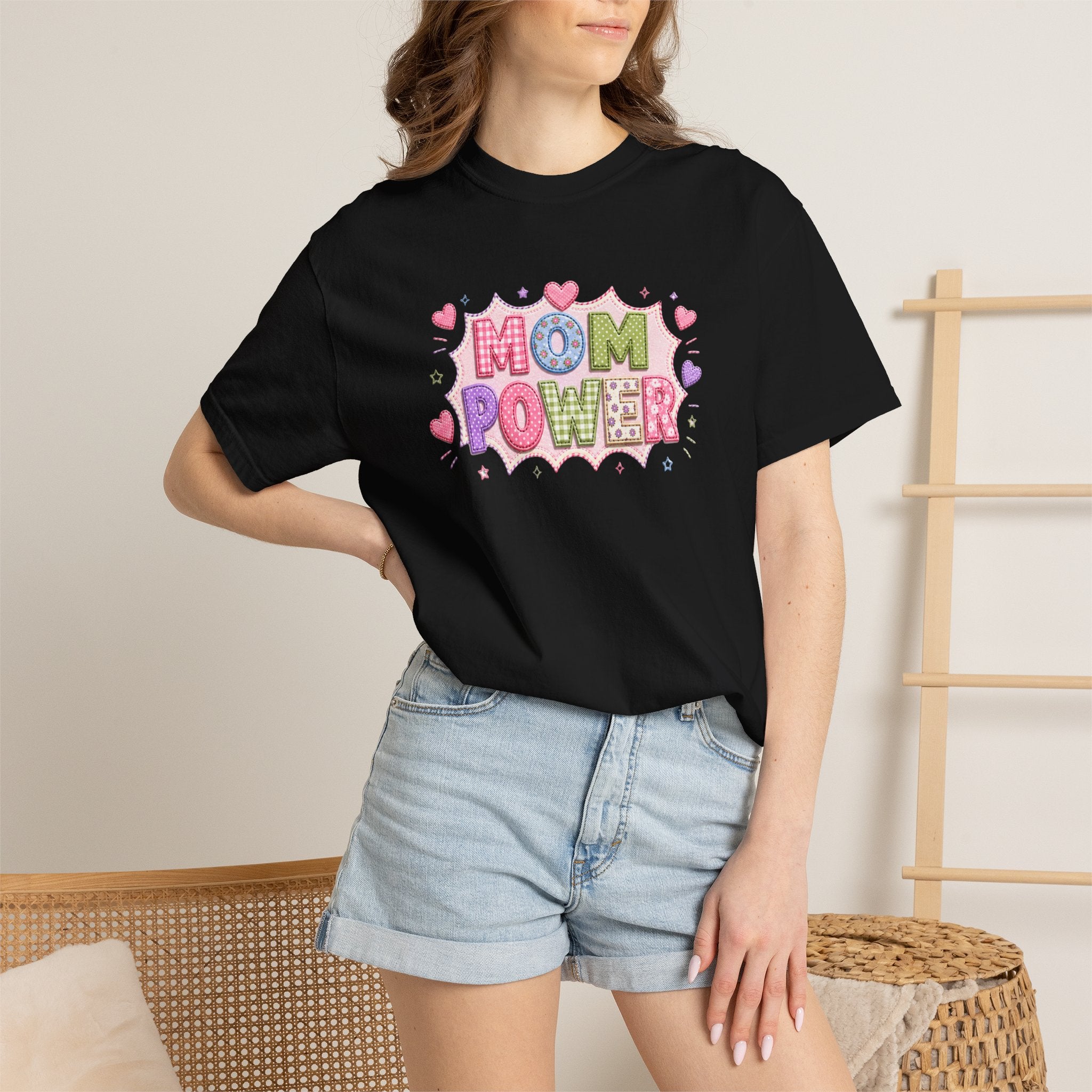 Mom Power T-Shirt — Cute Pastel Heart Mother's Day Tee