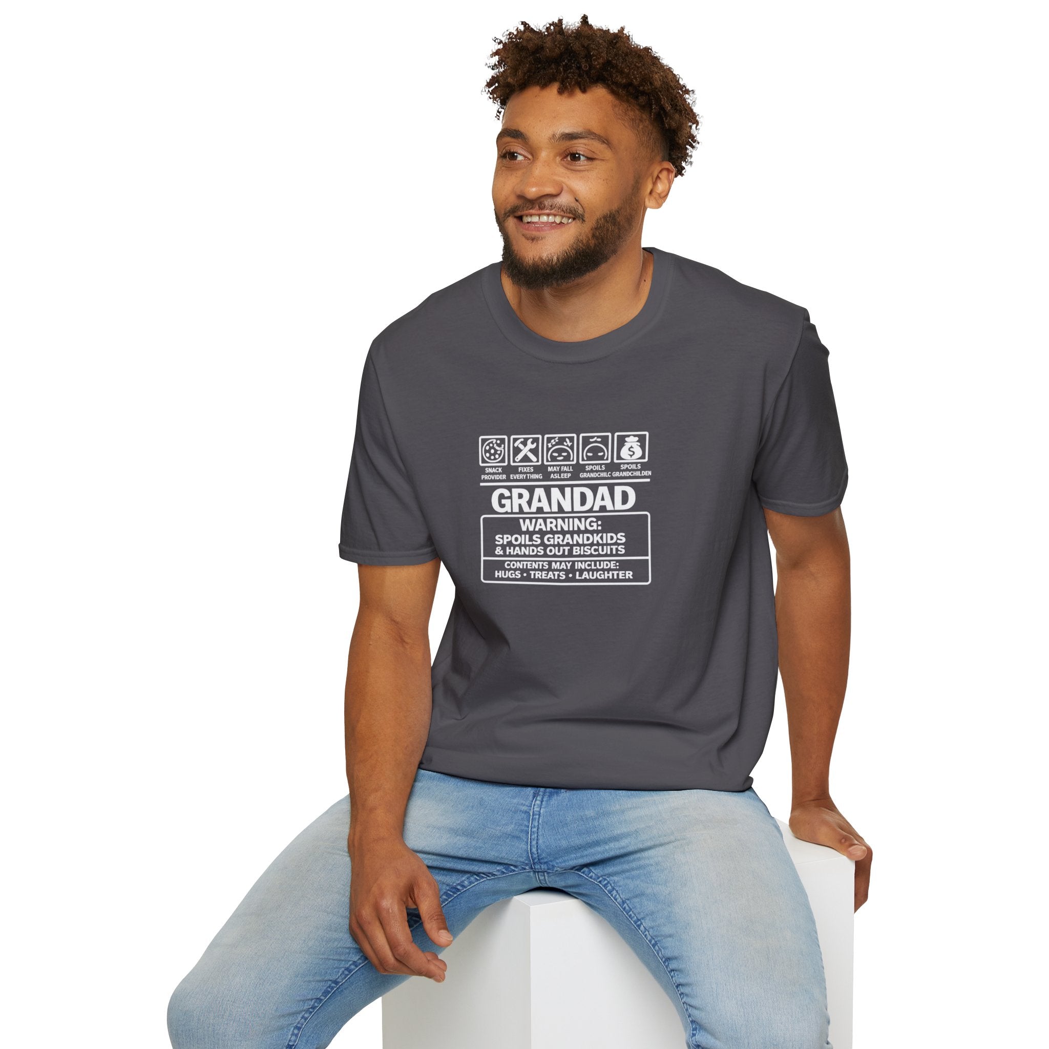 Funny Grandad T-Shirt — Spoils Grandchildren, Loves Biscuits & Hugs