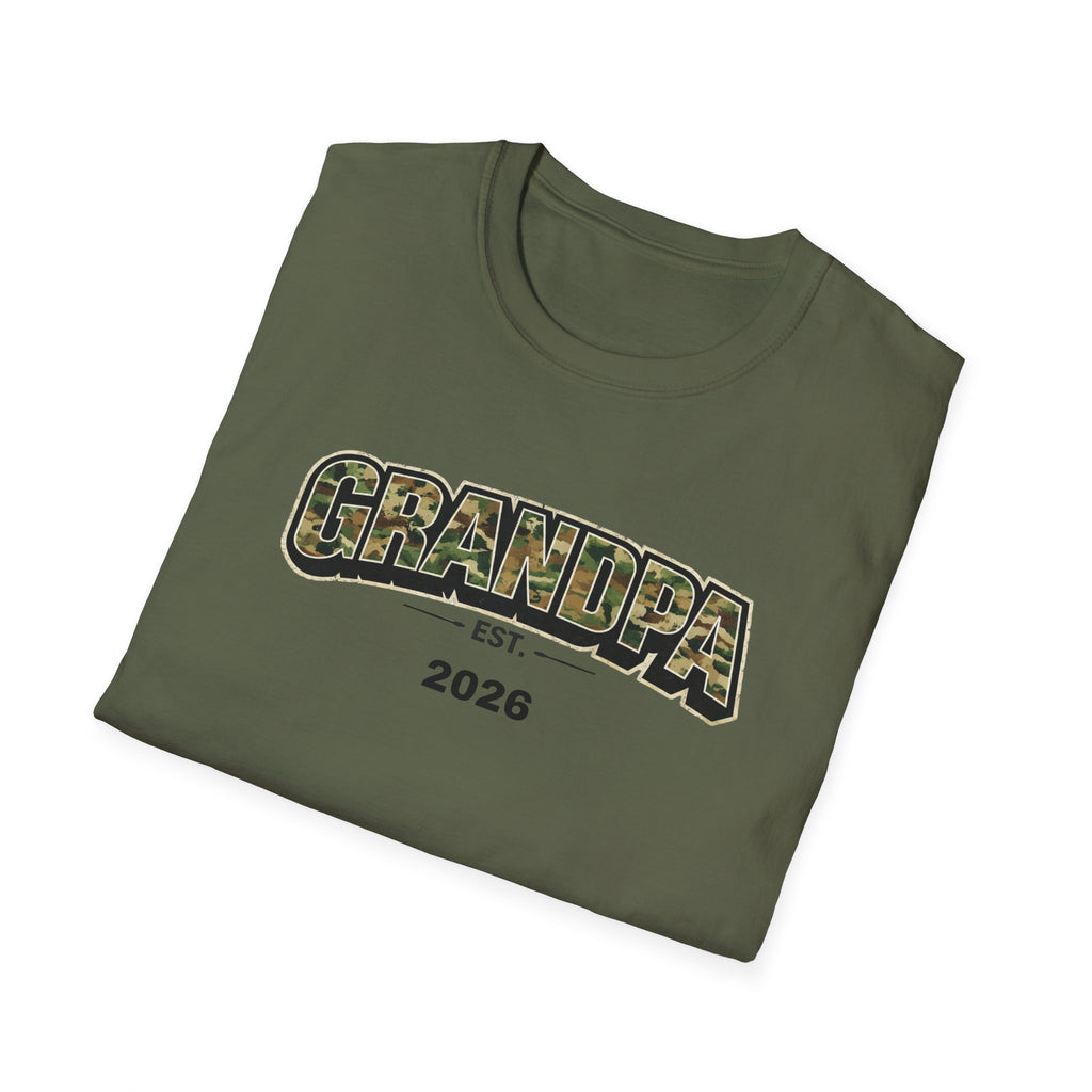 Grandpa T-Shirt – Camo 'Grandpa' Design with EST. 2026 – New Grandpa Gift