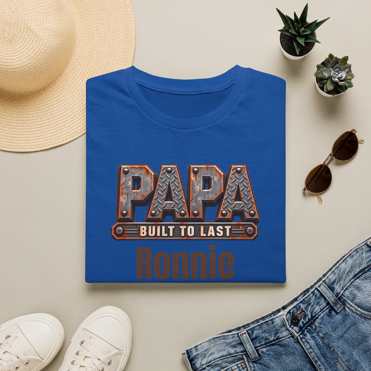 Papa "Built to Last" T-Shirt — Personalise