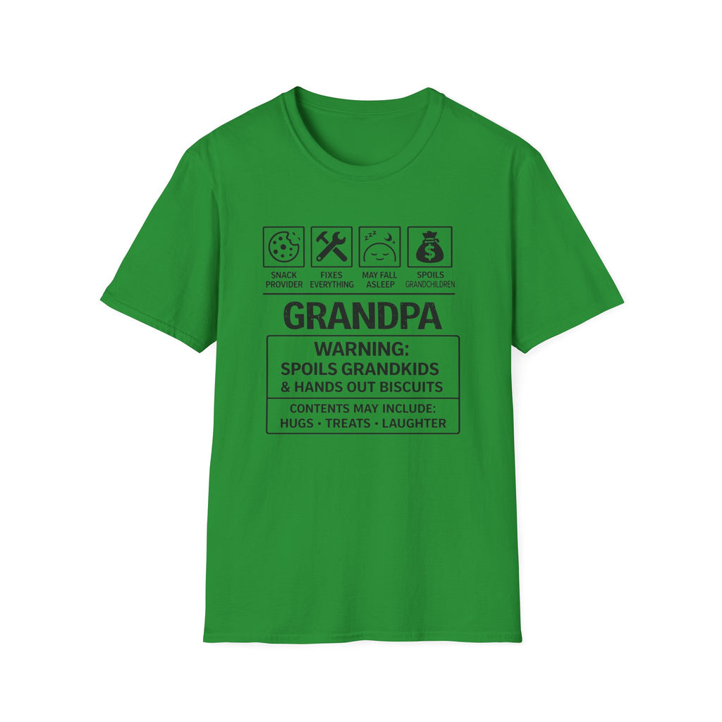Grandpa Warning T-Shirt — "Spoils Grandkids & Hands Out Biscuits" Funny Grandpa Gift