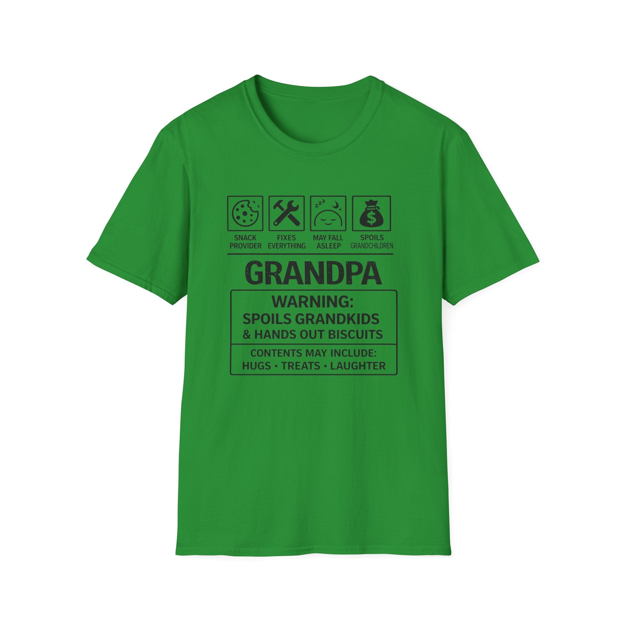 Grandpa Warning T-Shirt — "Spoils Grandkids & Hands Out Biscuits" Funny Grandpa Gift