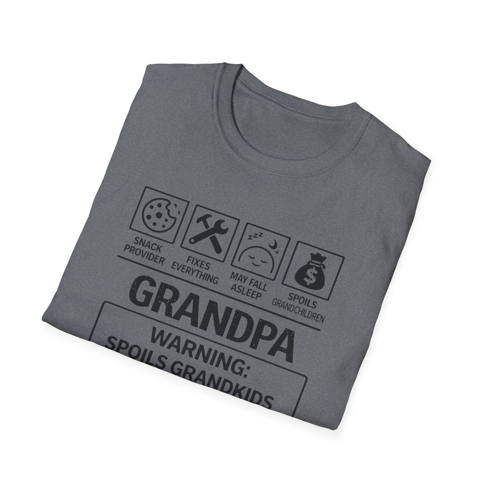 Grandpa Warning T-Shirt — "Spoils Grandkids & Hands Out Biscuits" Funny Grandpa Gift