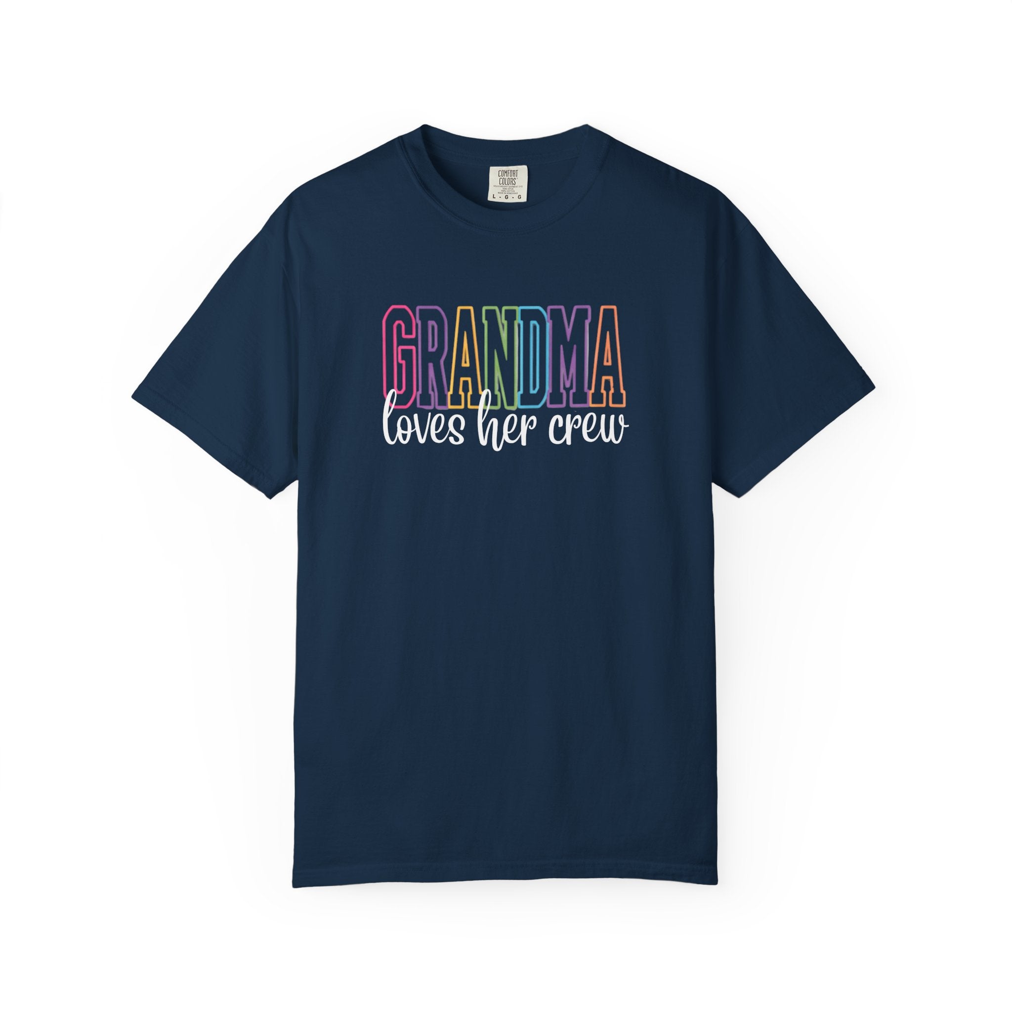 Grandma Loves Her Crew T-Shirt — Pastel Rainbow Grandma Gift