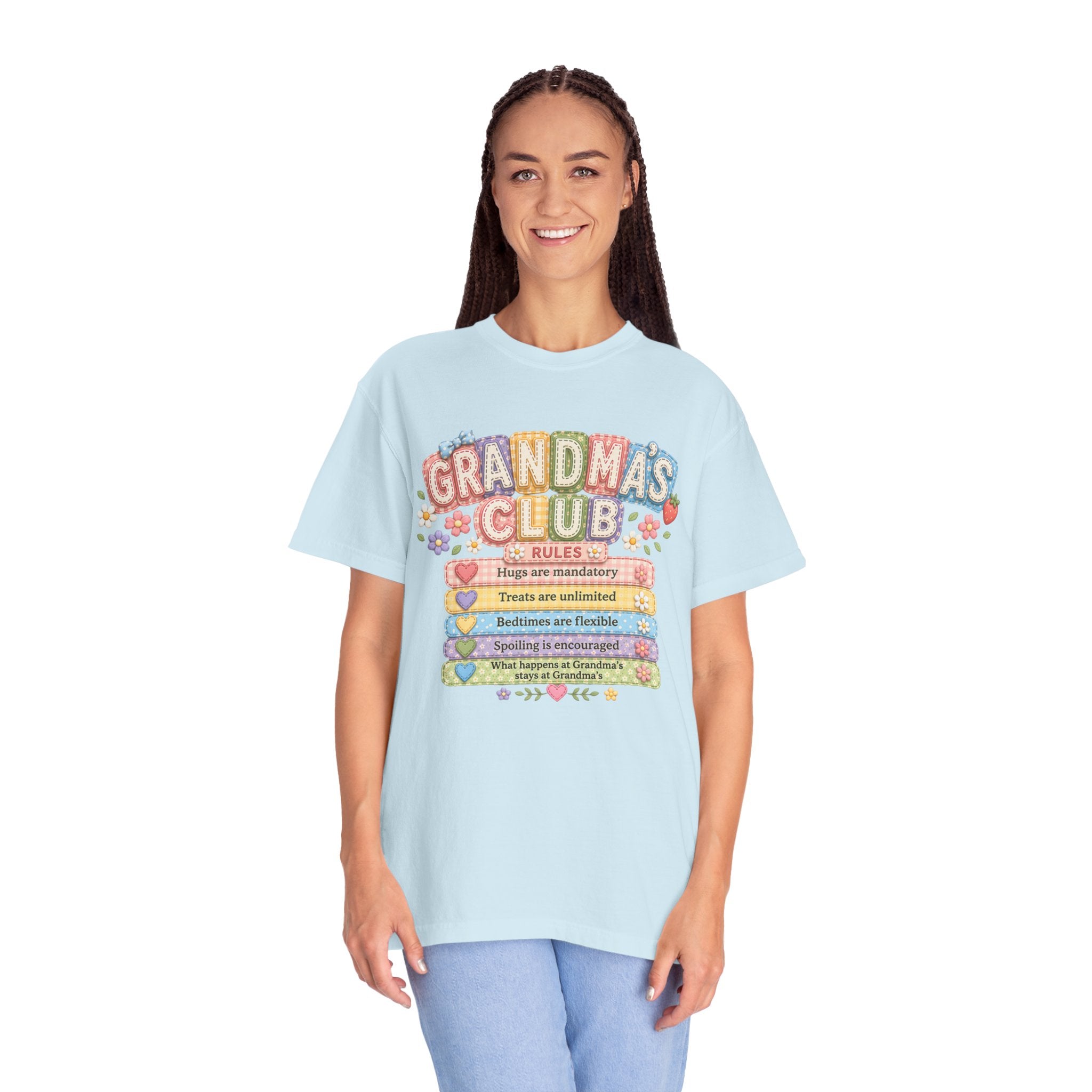 Grandma's Club T-Shirt — Cute Floral 'Grandma's Club' Rules Tee