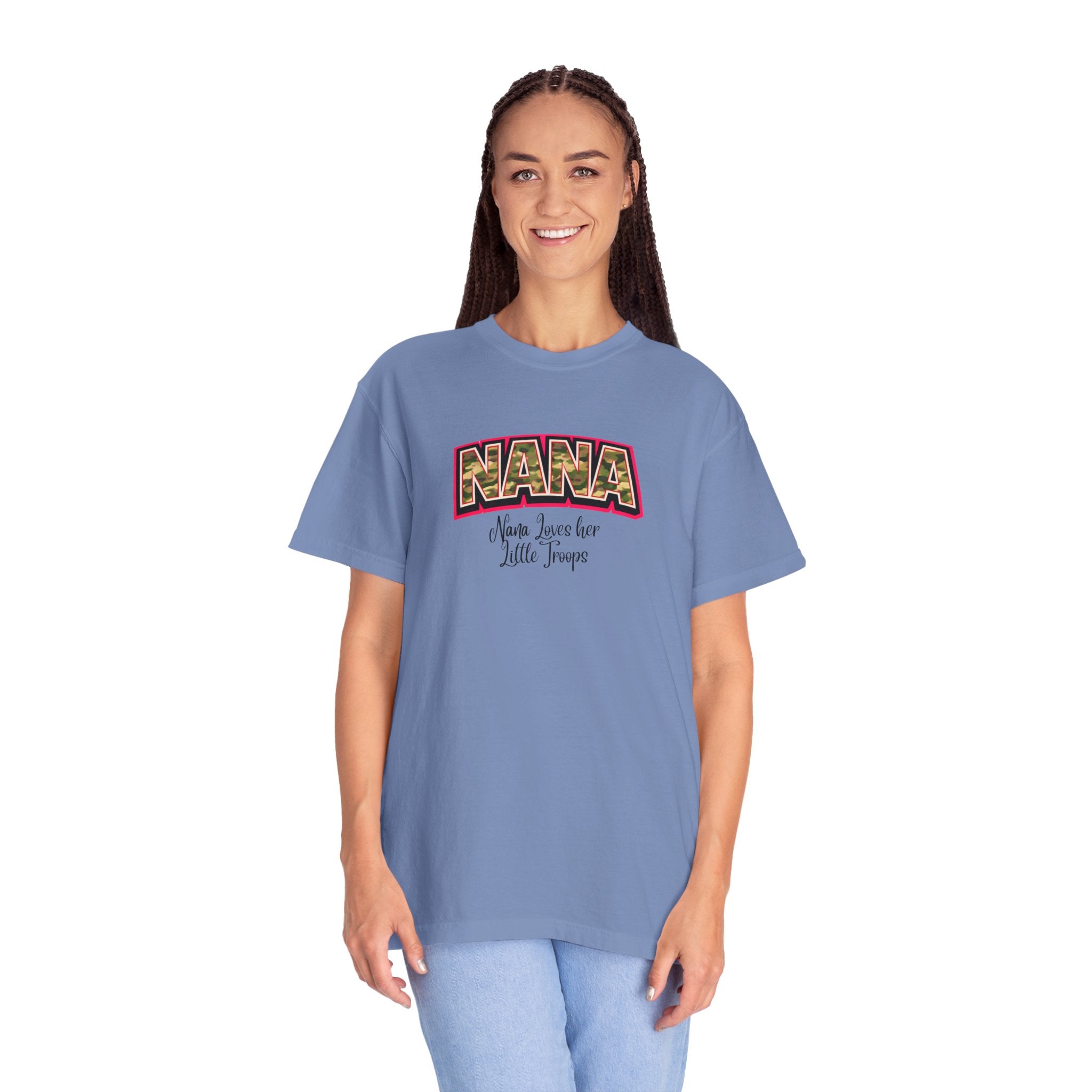 Nana Leopard Print T-Shirt — "Nana (who loves her little troops)" Grandma Gift