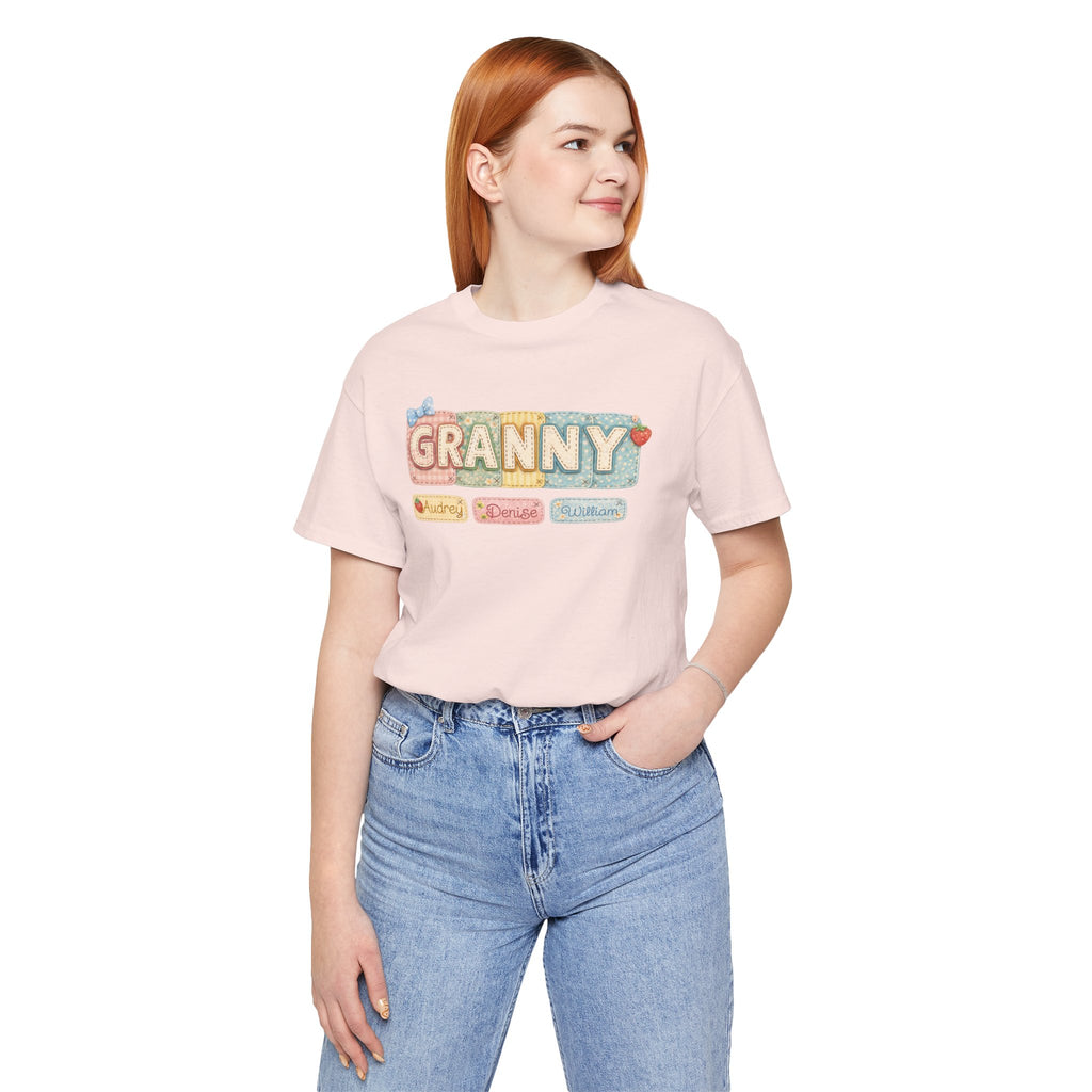 Granny Retro Nameplate T‑Shirt — Personalized Grandma Tee