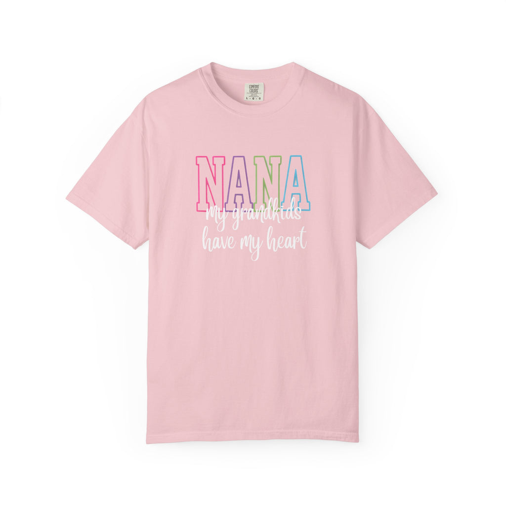 Nana Pastel Rainbow Tee — 'NANA' Floral Outline Grandma T-Shirt