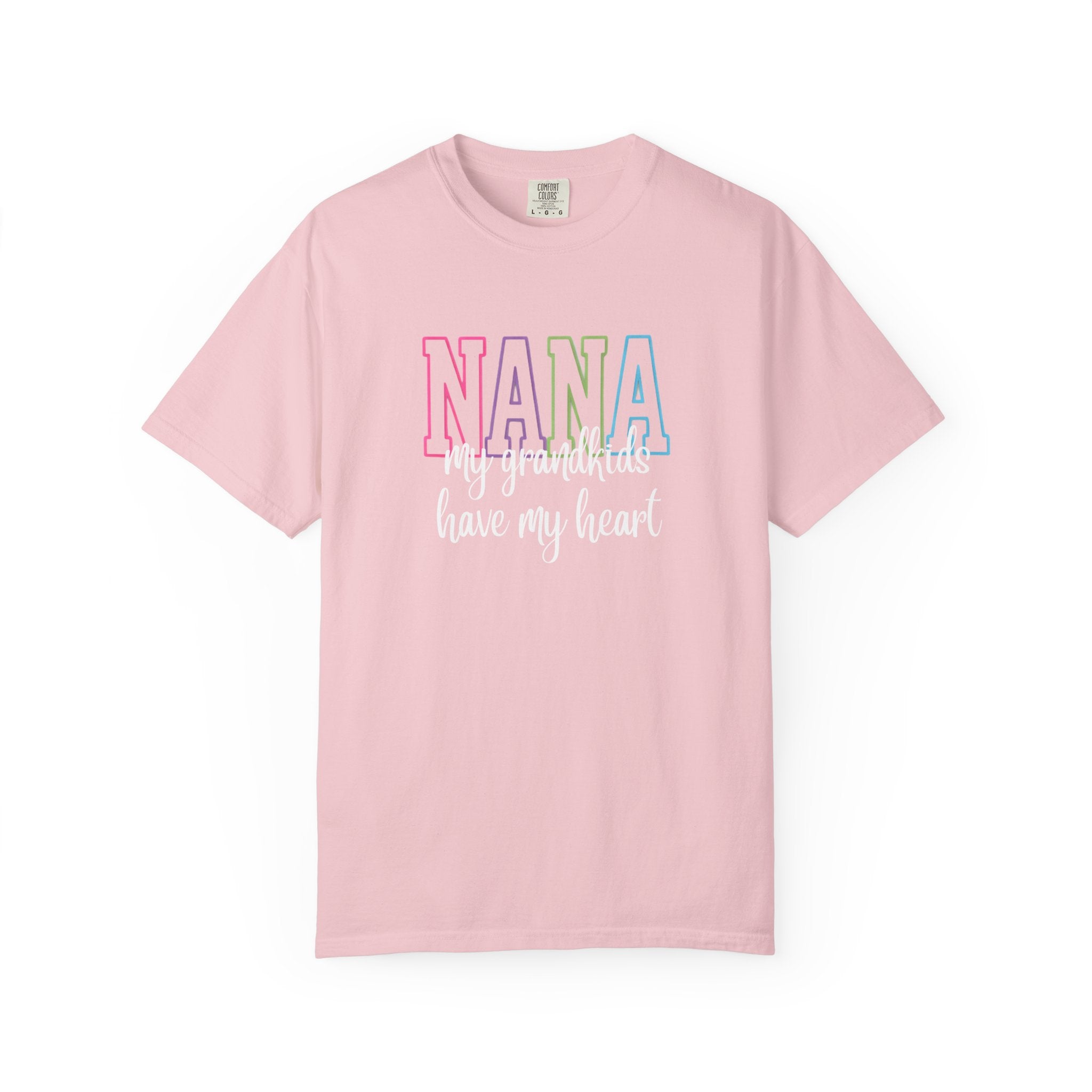 Nana Pastel Rainbow Tee — 'NANA' Floral Outline Grandma T-Shirt