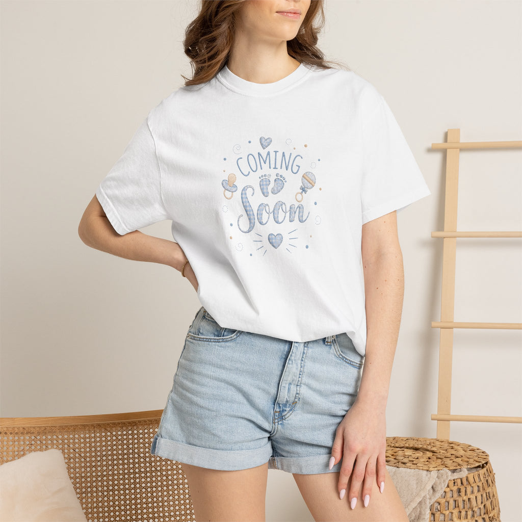 Coming Soon Baby T-Shirt — Gender Reveal Pregnancy Announcement Tee