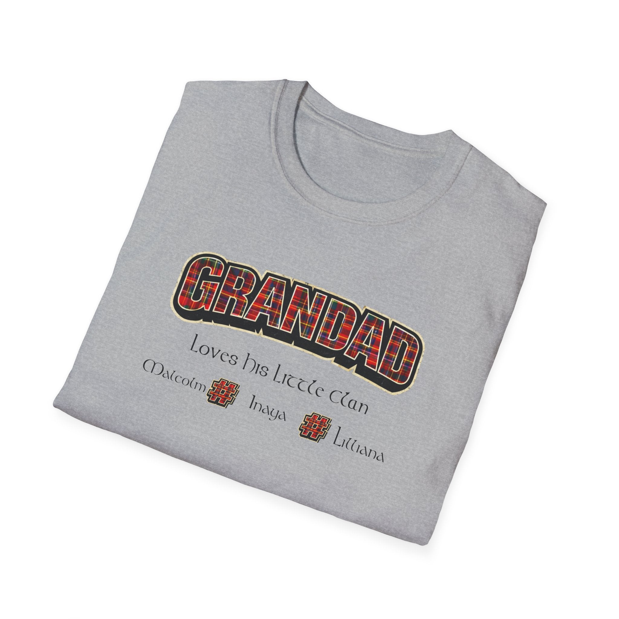 Grandad Plaid Family T-Shirt — "Loved by the Little Clan" Gift Tee