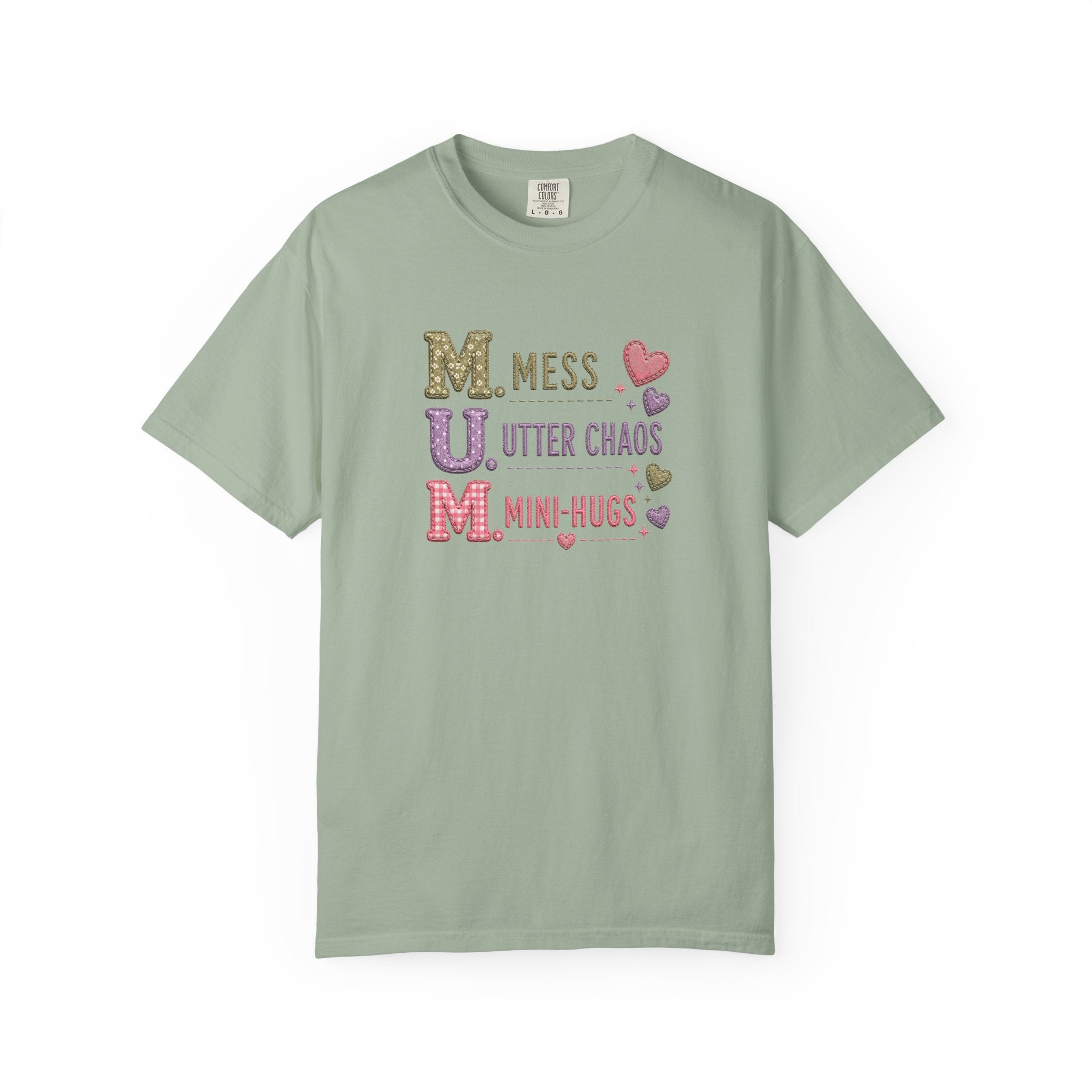 Mom Acronym T-Shirt — "M.U.M. Mess, Utter Chaos, Mini-Hugs" Cute Mom Graphic Tee