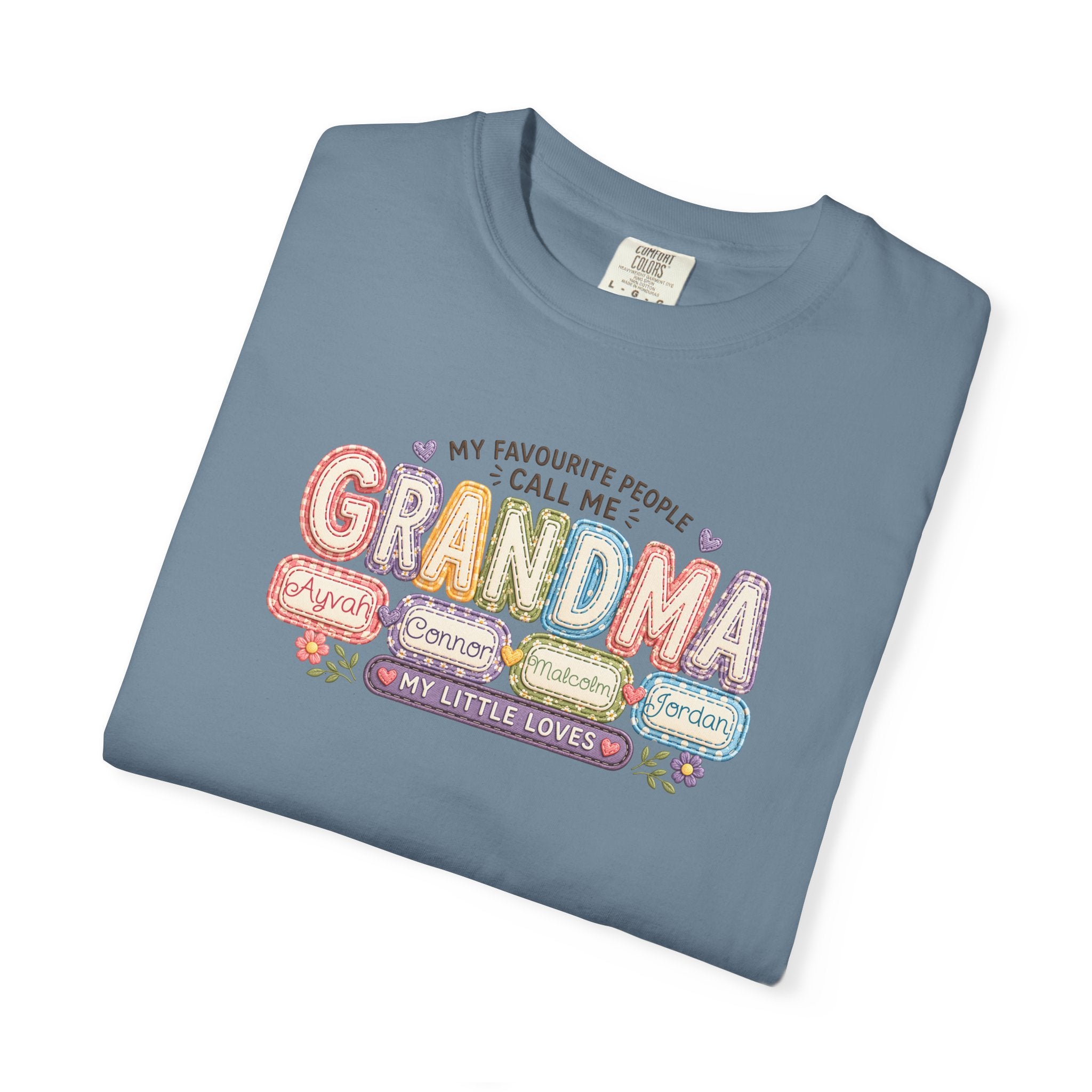 Grandma T-Shirt - My Favorite People Call Me Grandma (Cute Floral Retro Design)