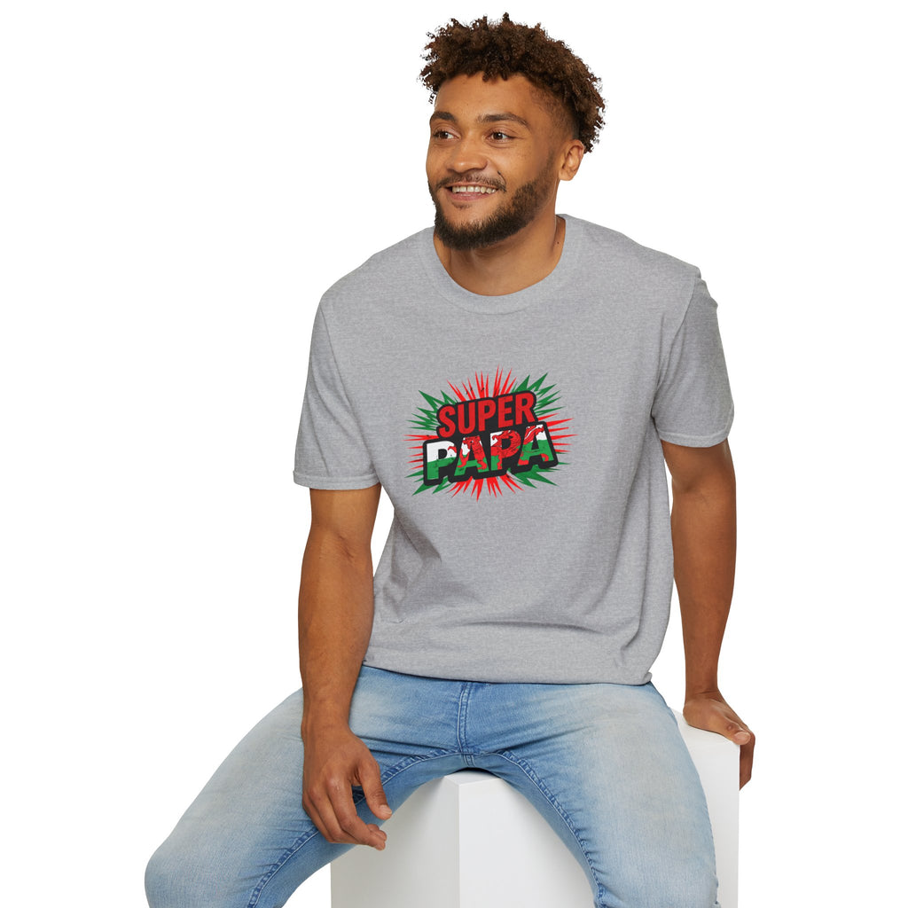 Super Papa Welsh Flag/ Wales themed Graphic T-Shirt — Father’s Day Comic-Style Dad Shirt