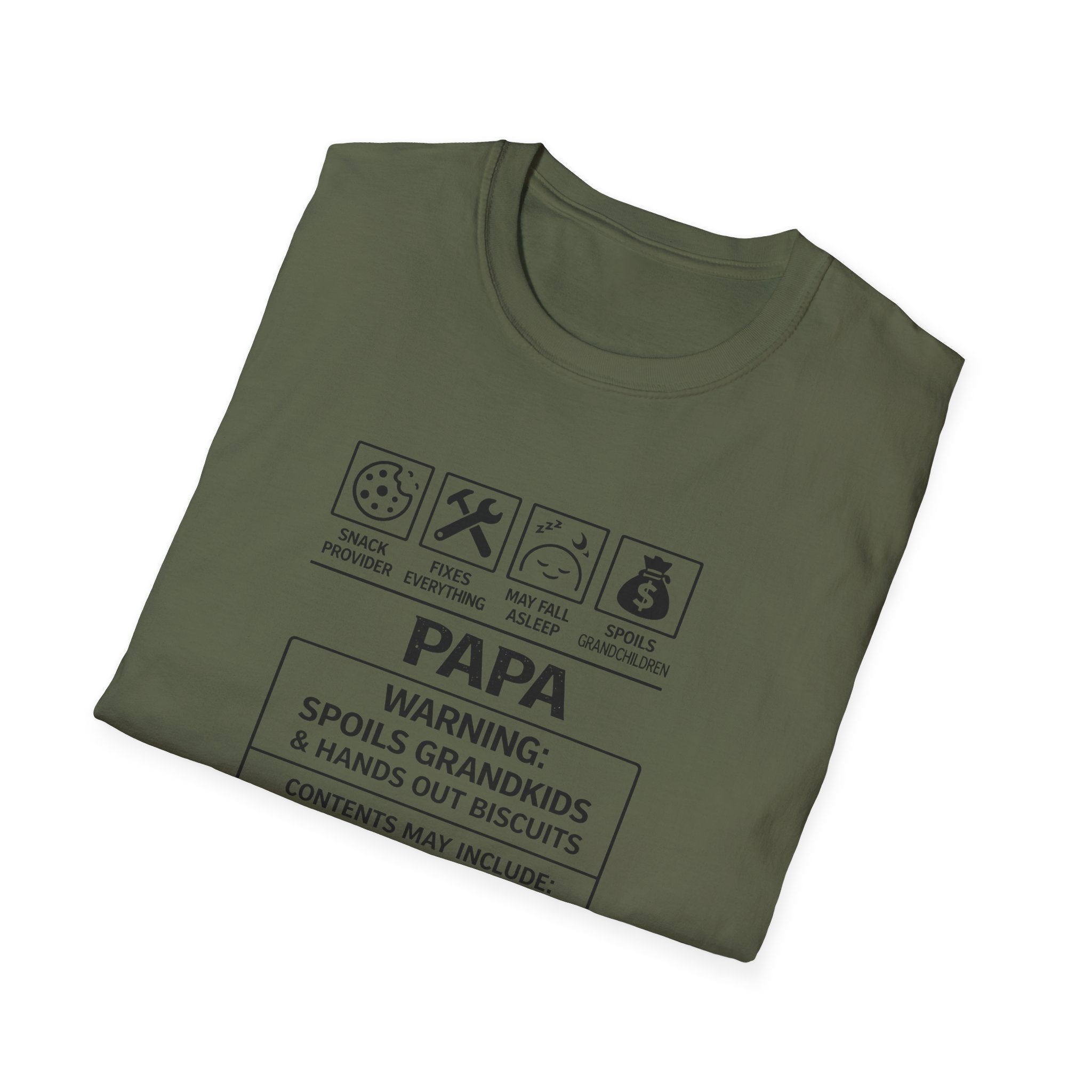 Papa Warning T-Shirt – ‘Spoils Grandkids’ Funny Grandpa Gift Tee