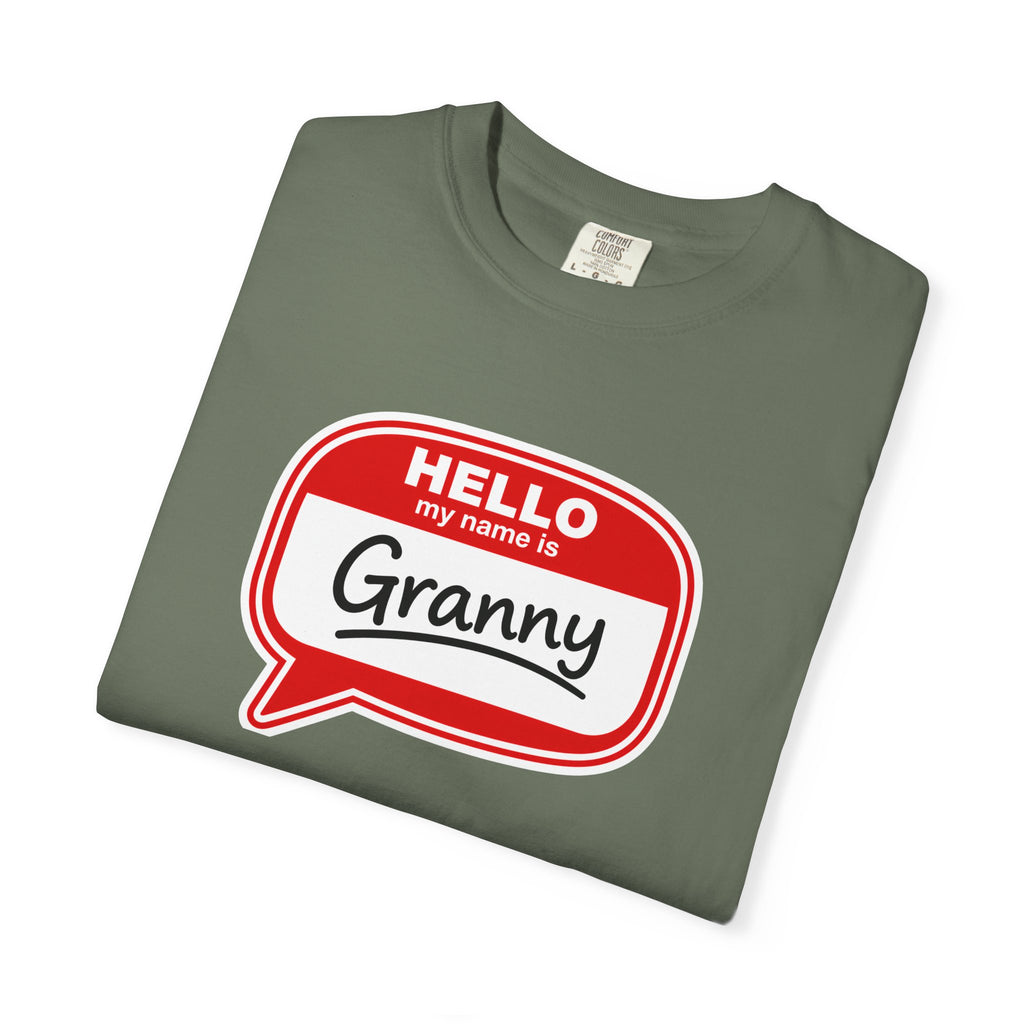 Hello My Name Is Granny T-Shirt - Funny Grandma Gift, Retro Name Badge Tee