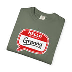 Hello My Name Is Granny T-Shirt - Funny Grandma Gift, Retro Name Badge Tee