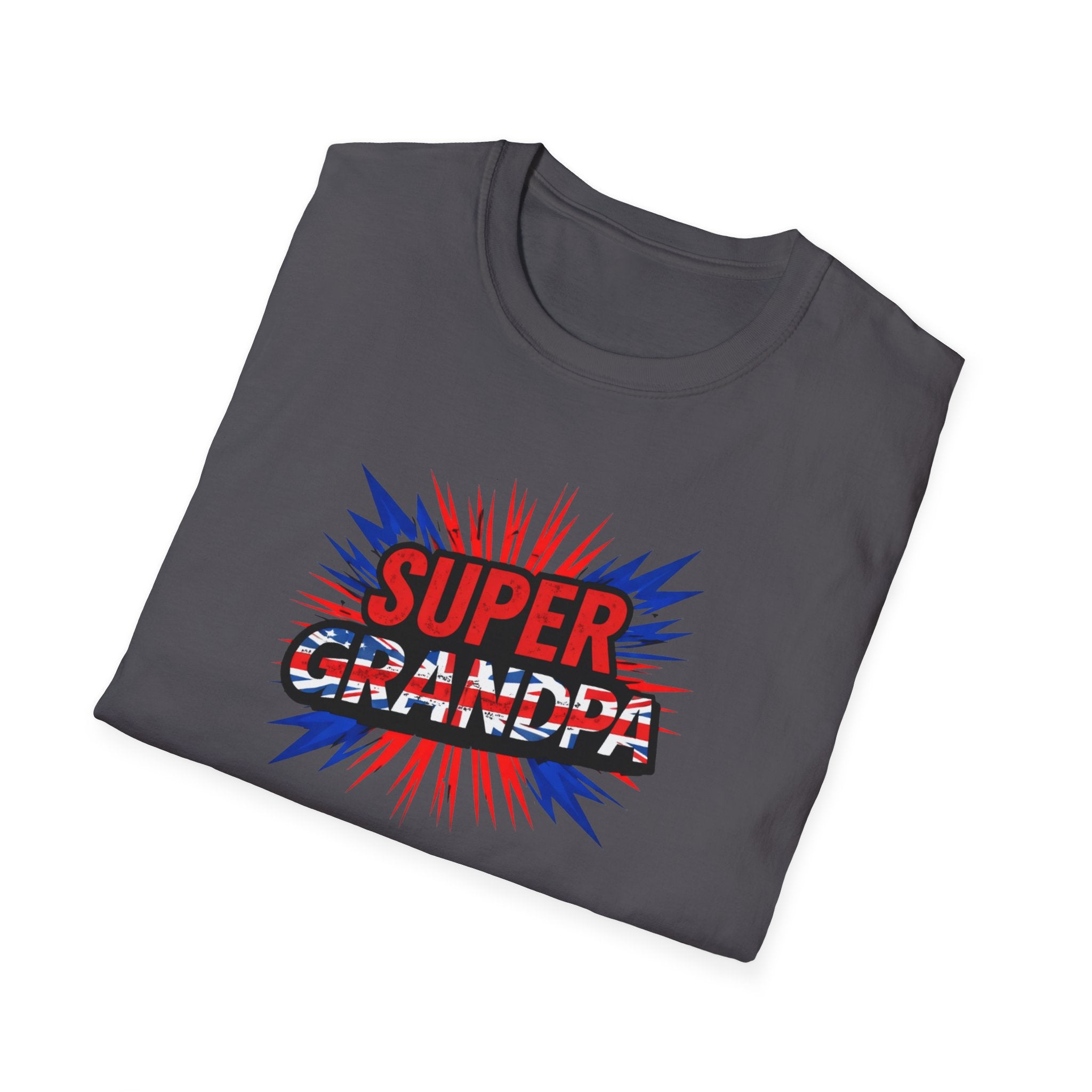 Super Grandpa T-Shirt Union Jack/England themed – Retro Comic Style Father’s Day Gift for Grandfathers