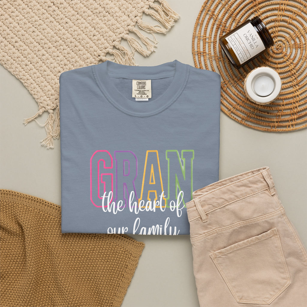 Gran The Heart of Our Family T-Shirt — Grandma Gift, Mother's Day, Family Life Tee