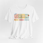 Gran Retro Patch Tee — Personalized 'Gran' Name Blocks Short Sleeve Shirt