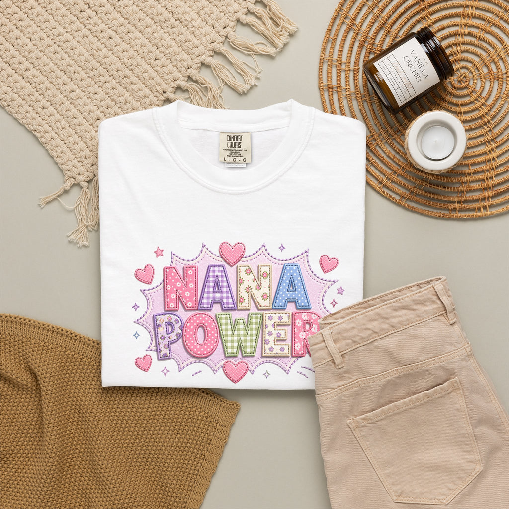 Nana Power T-Shirt — Playful Retro Heart Graphic for Grandmother Gifts