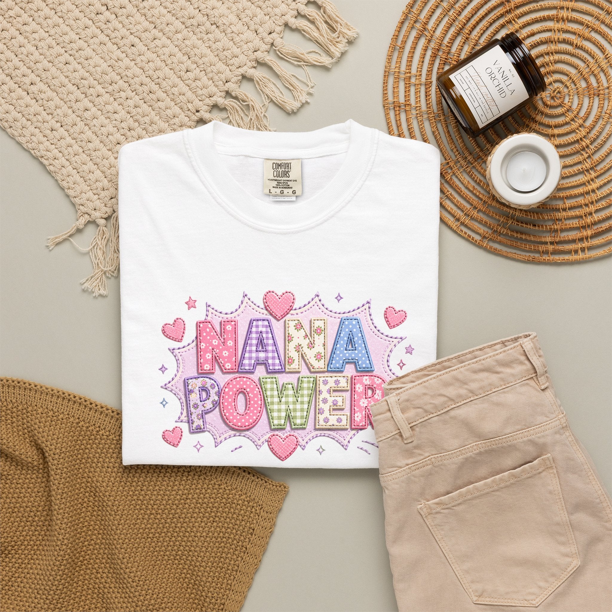 Nana Power T-Shirt — Playful Retro Heart Graphic for Grandmother Gifts