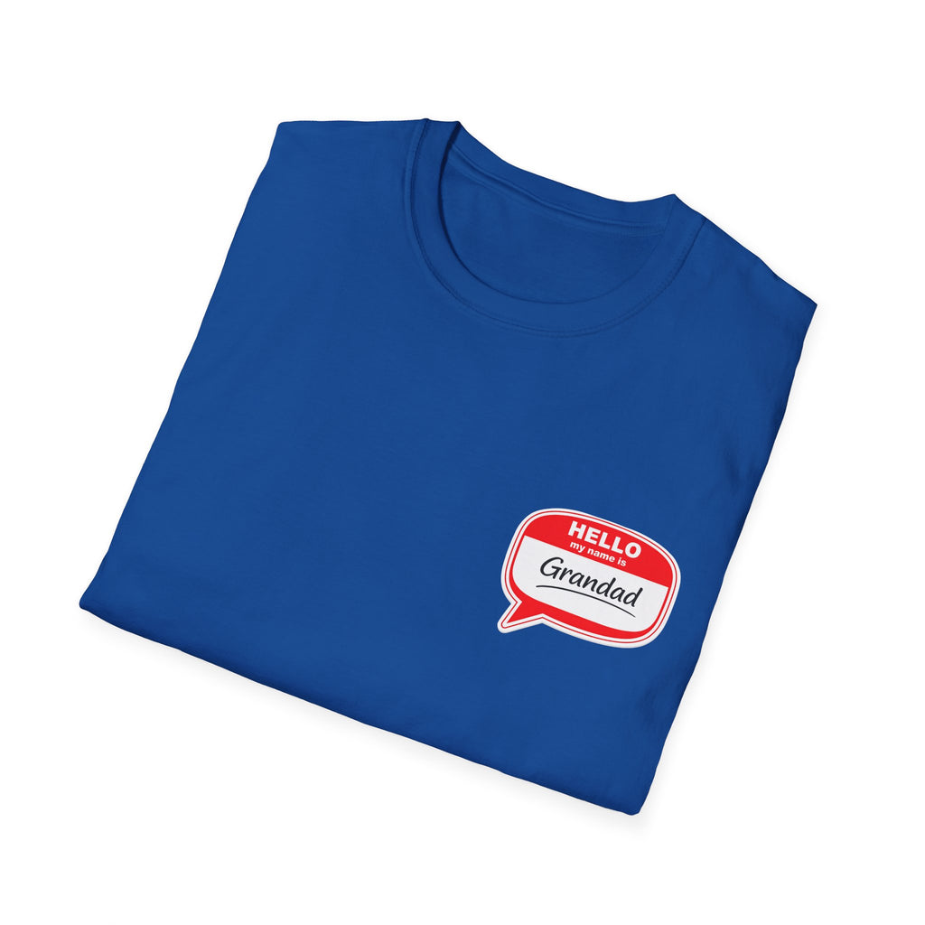 Grandad Name Badge T-Shirt — "Hello, Grandad!" Chest Logo