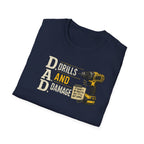 Drills and Damage Dad T-Shirt – Funny Father’s Day Tool Lover Tee