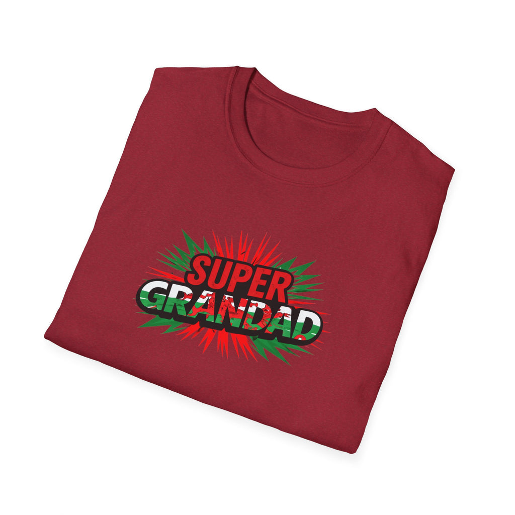 Super Grandad Welsh Flag/Wales themed T-Shirt — Retro Comic Style Father's Day Gift
