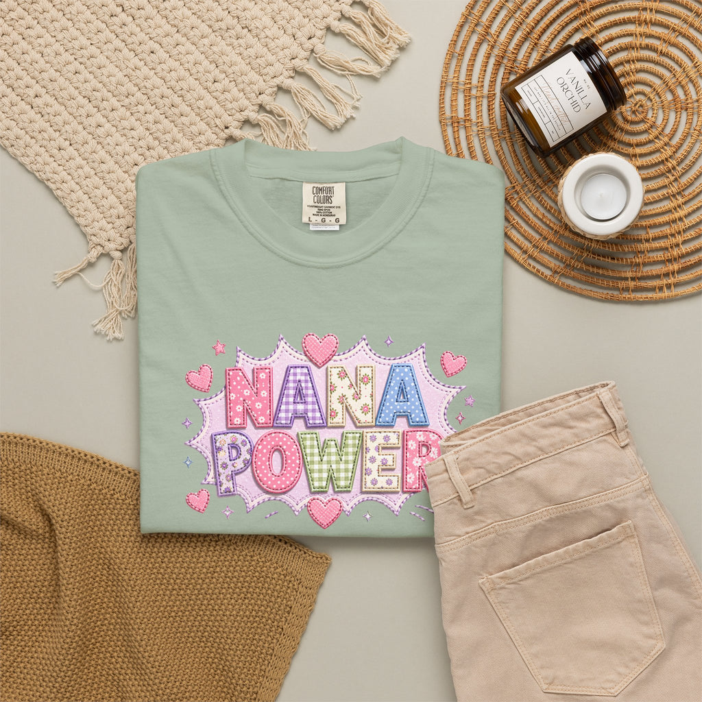 Nana Power T-Shirt — Playful Retro Heart Graphic for Grandmother Gifts