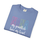 Nana Pastel Rainbow Tee — 'NANA' Floral Outline Grandma T-Shirt