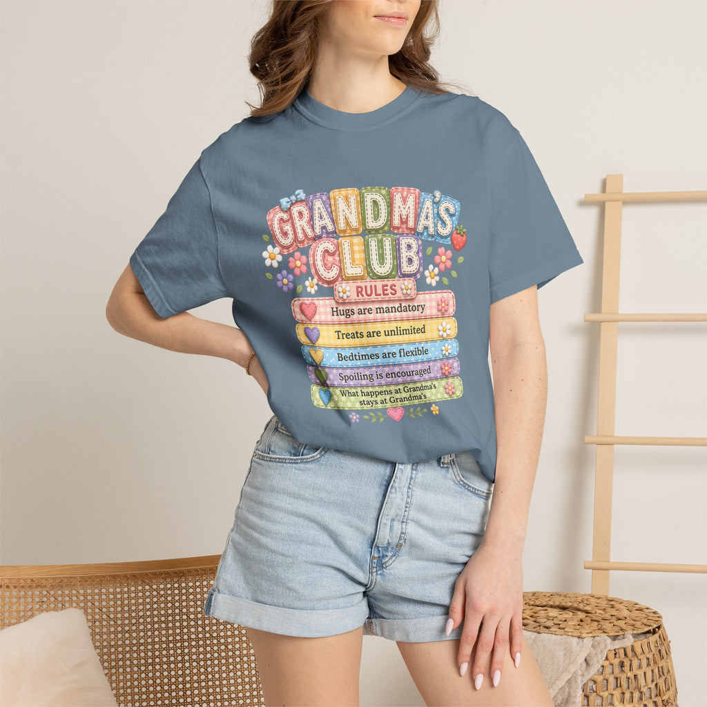 Grandma's Club T-Shirt — Cute Floral 'Grandma's Club' Rules Tee