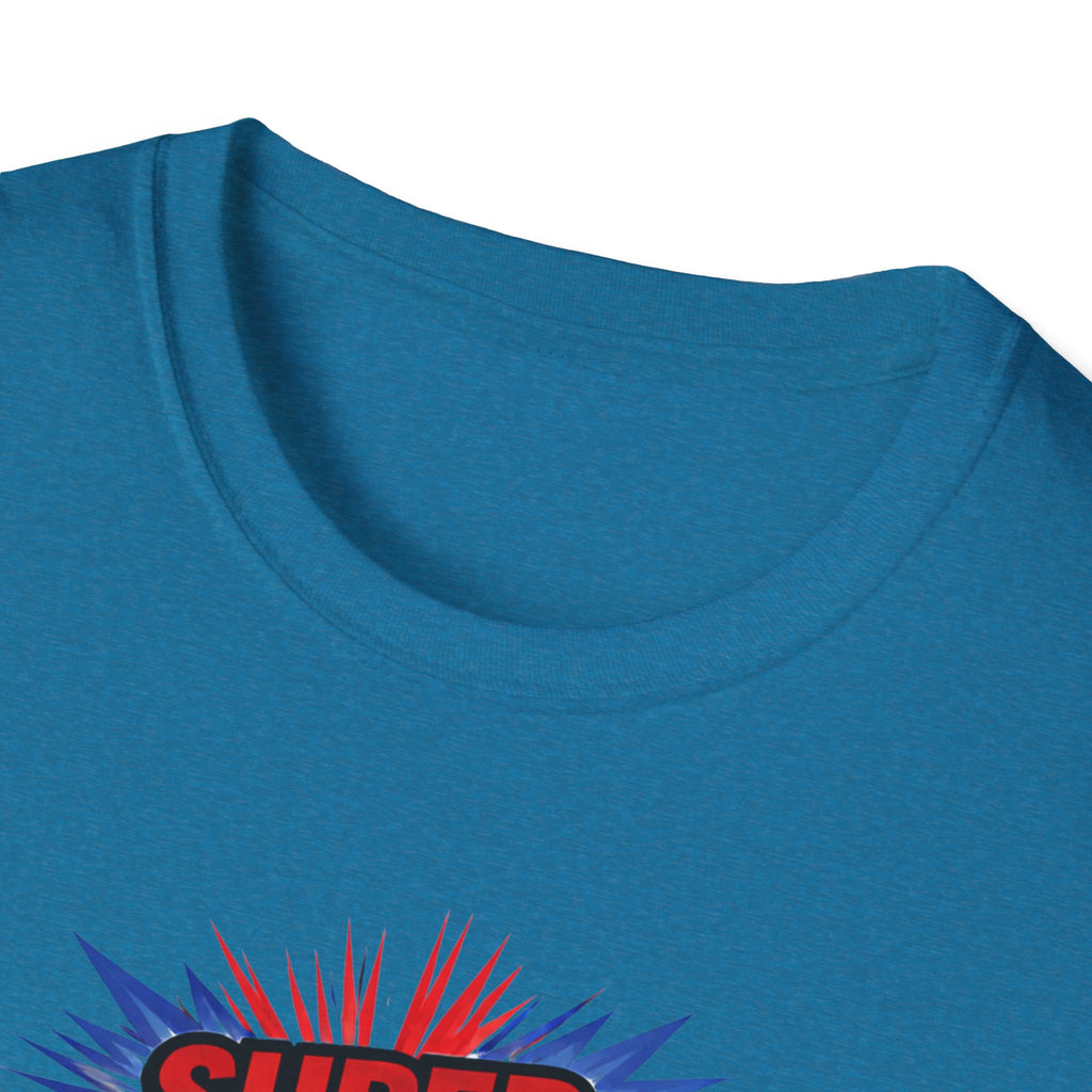 Super Dad T-Shirt – Union Jack Flag pattern Retro Comic Father’s Day Tee