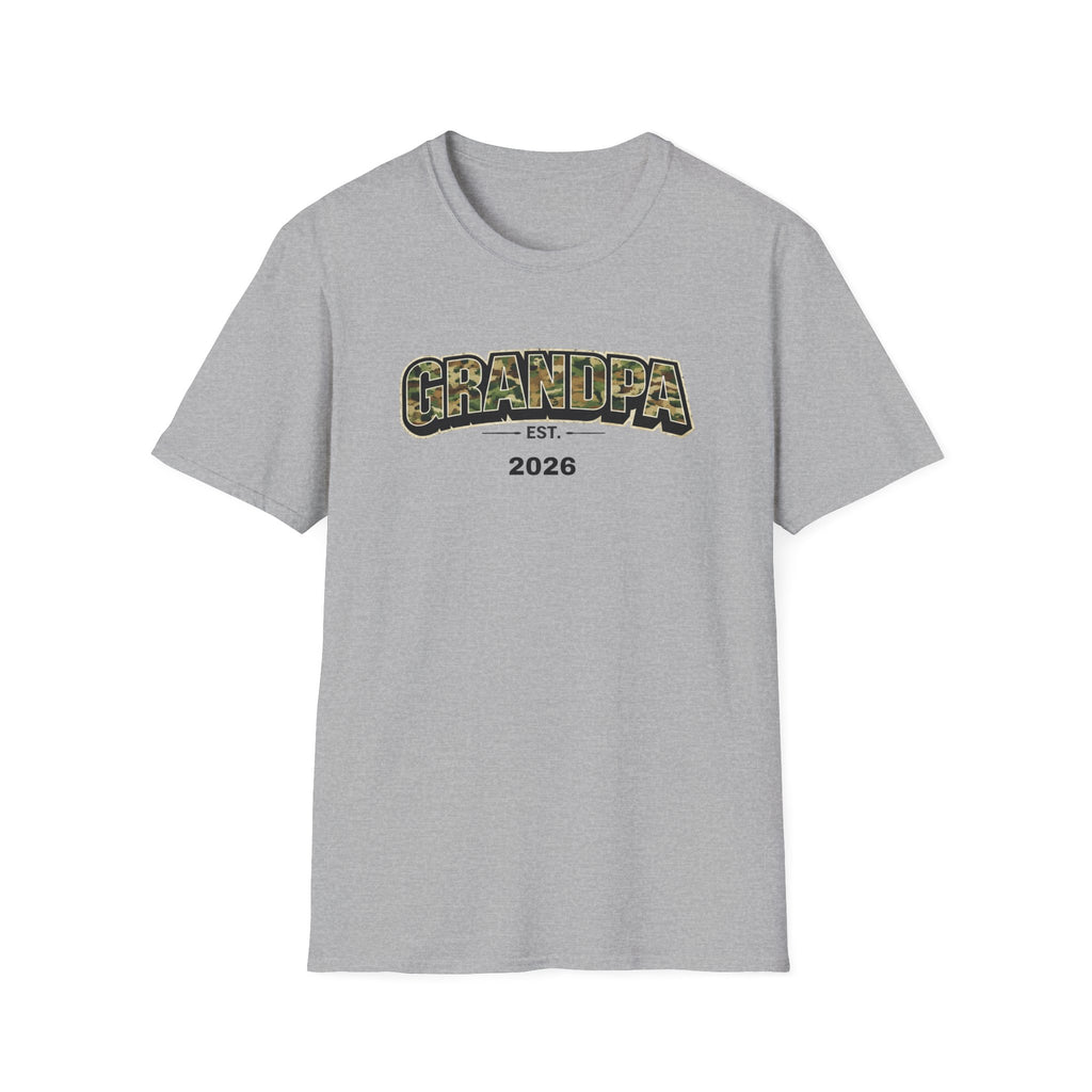 Grandpa T-Shirt – Camo 'Grandpa' Design with EST. 2026 – New Grandpa Gift
