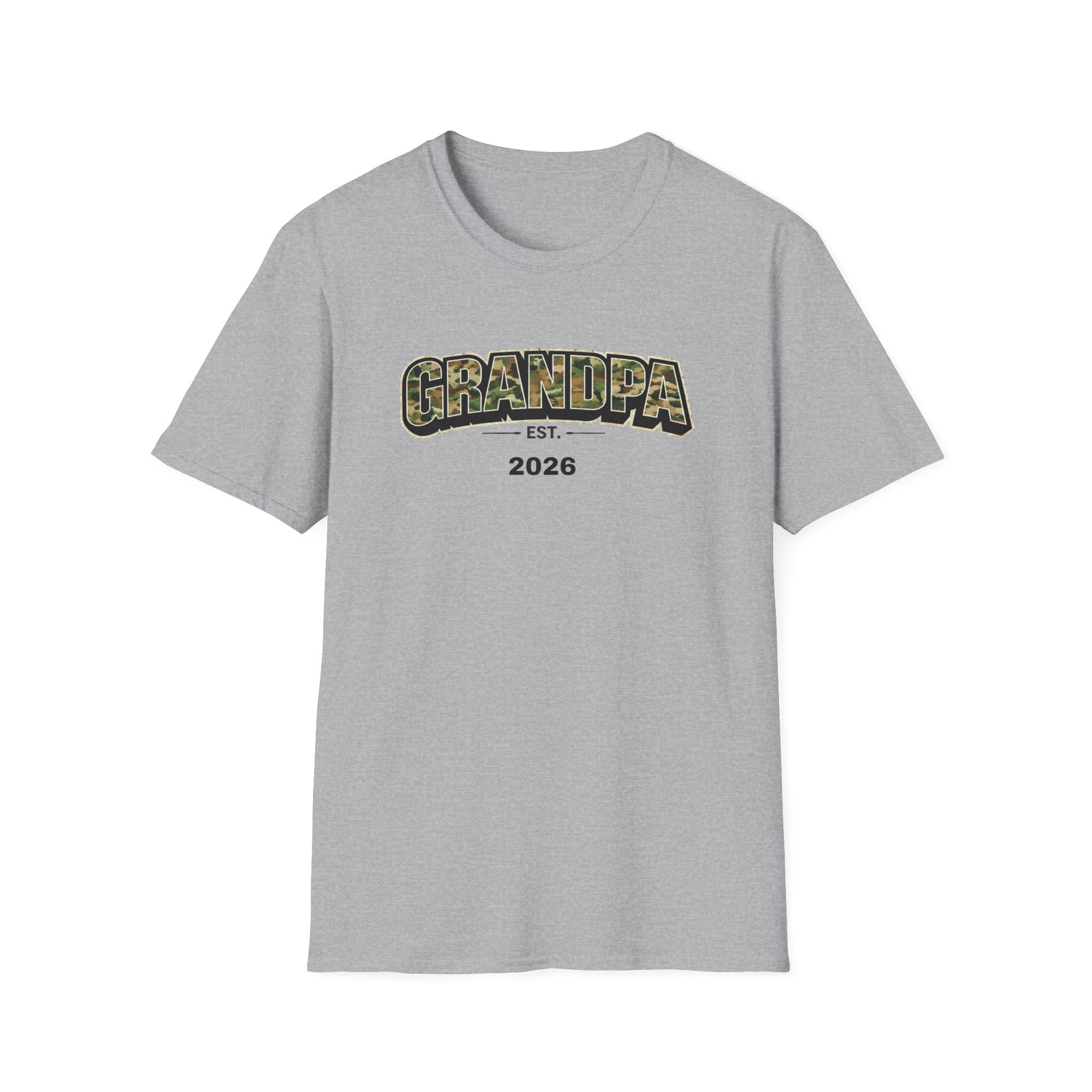 Grandpa T-Shirt – Camo 'Grandpa' Design with EST. 2026 – New Grandpa Gift