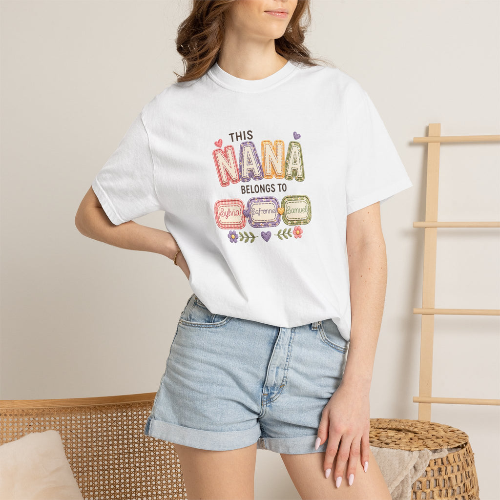 Nana Family Name T-Shirt — "This Nana Belongs To" Floral Grandma Gift
